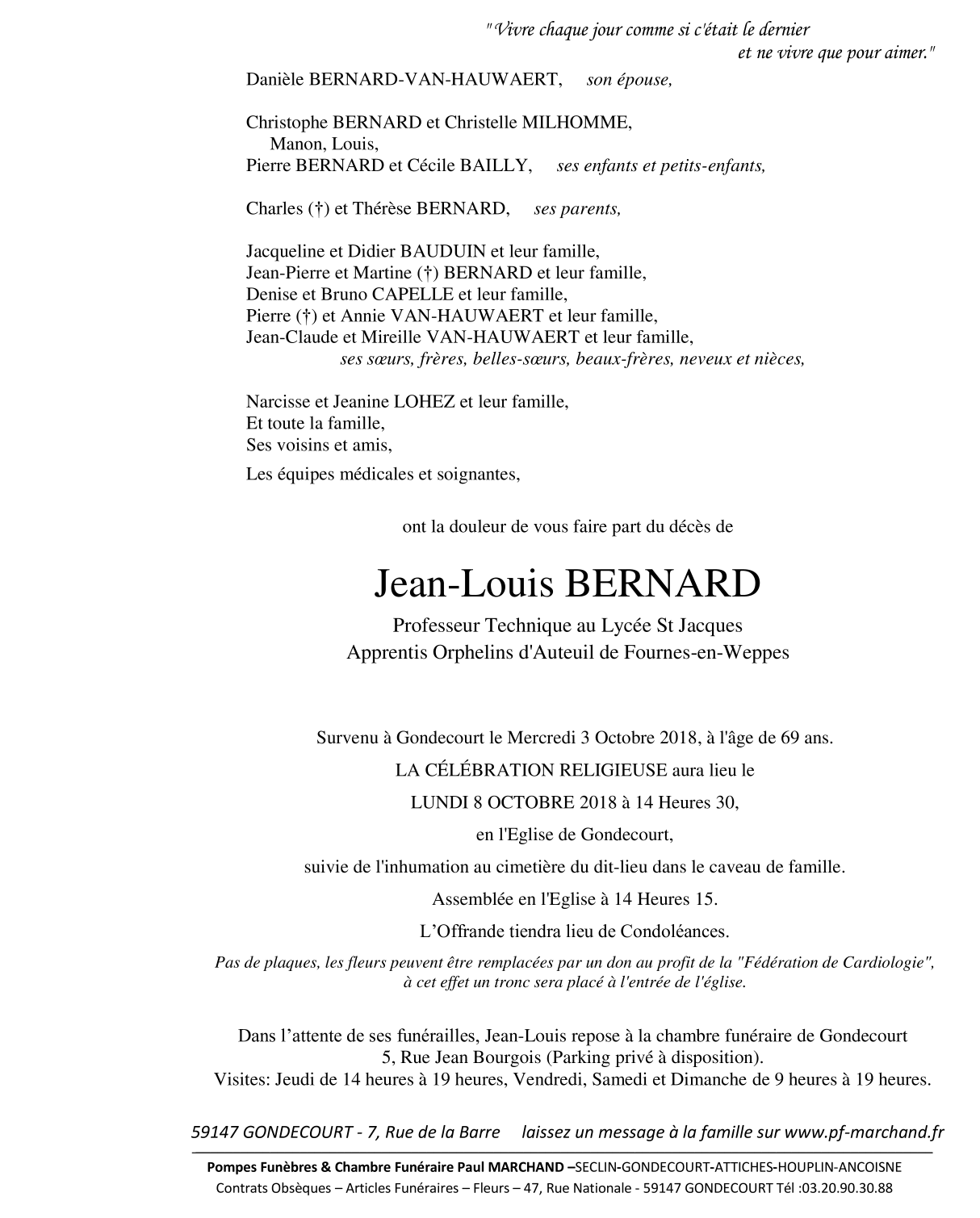 Image Annonce nécrologique de Jean-Louis BERNARD