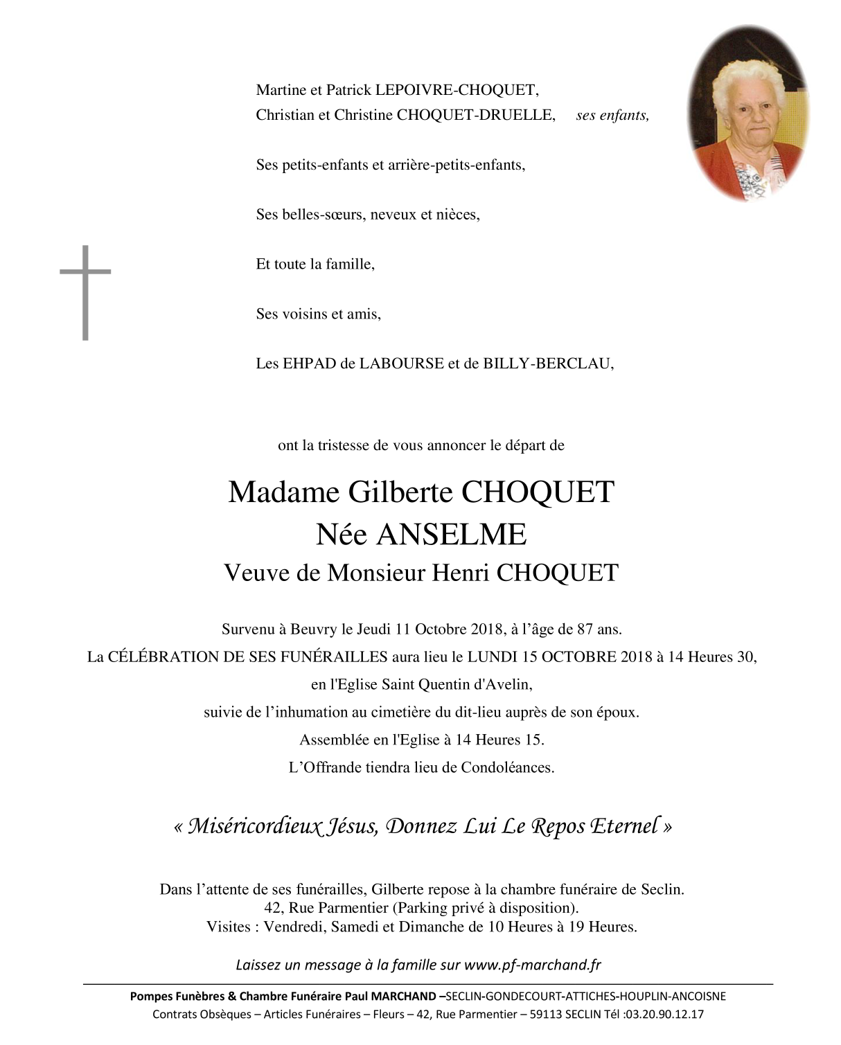 Image Pour voir le faire-part de Gilberte CLIQUEZ-ICI