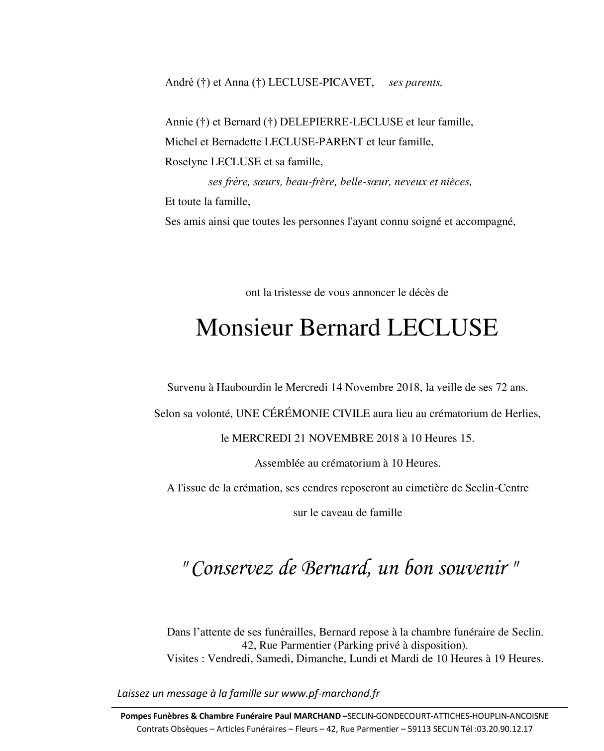 Image Pour voir le faire-part de Bernard CLIQUEZ-ICI