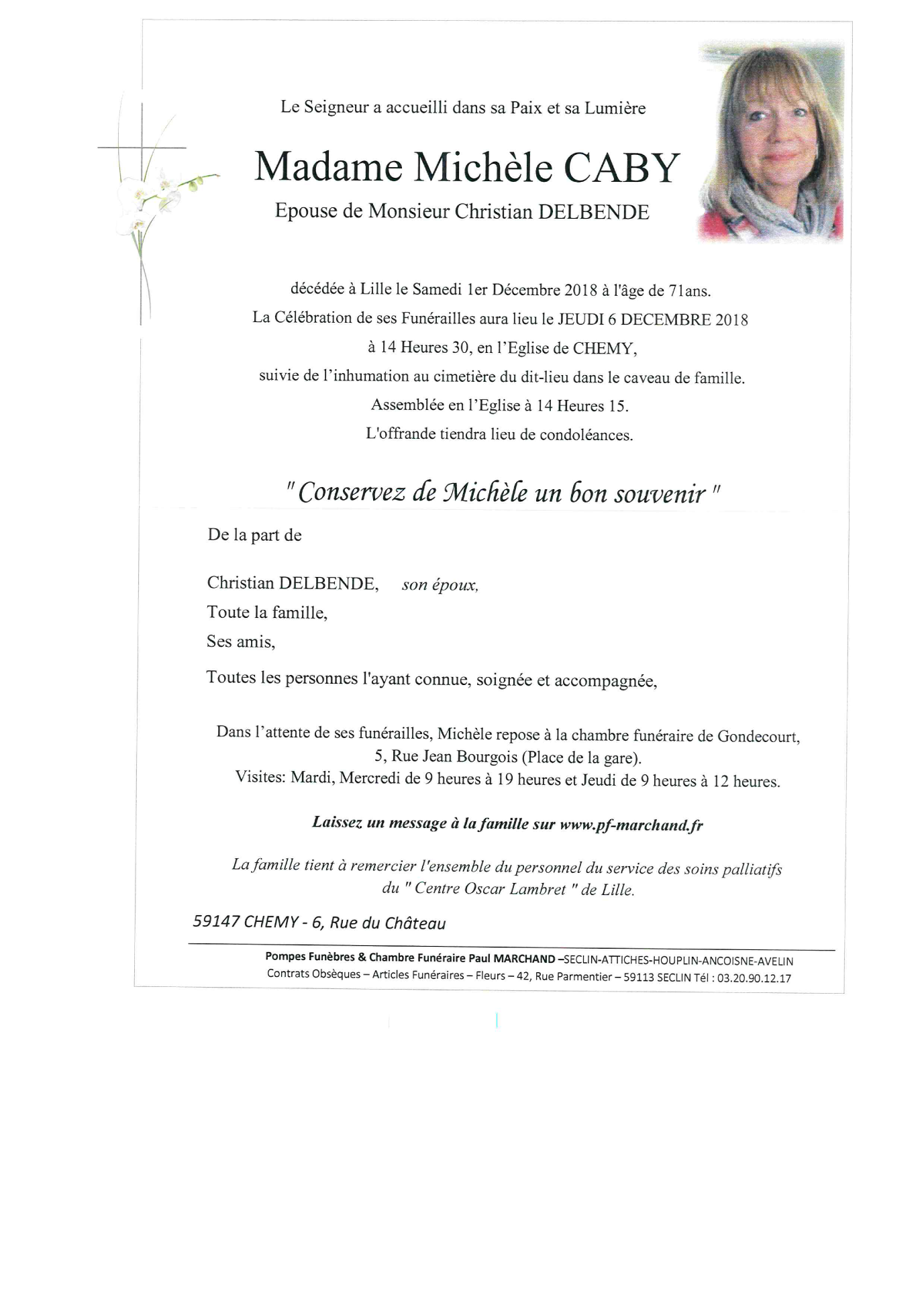 Image Annonce nécrologique de Michèle DELBENDE