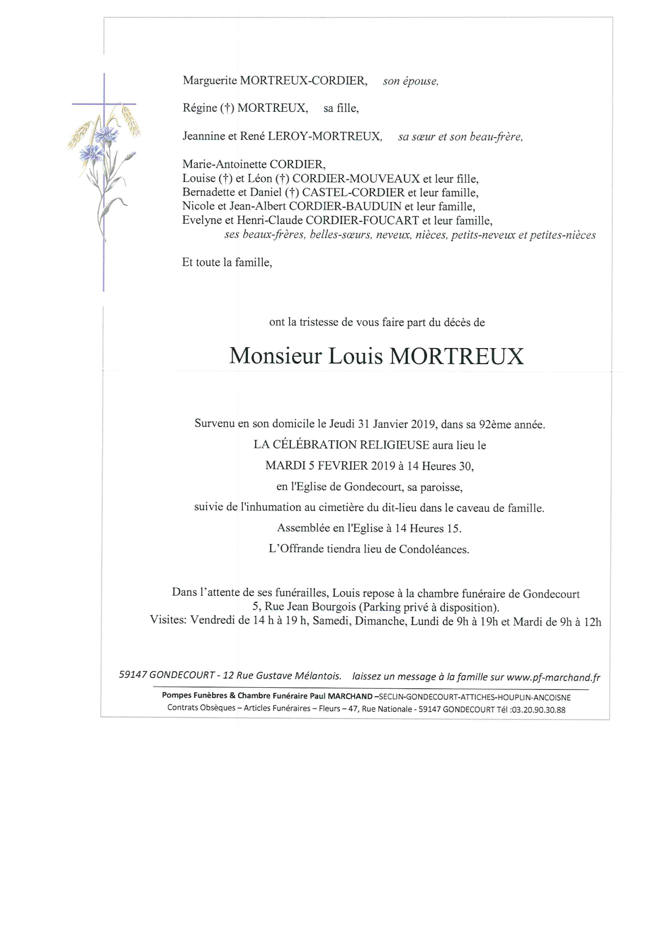 Image Annonce nécrologique de Louis MORTREUX