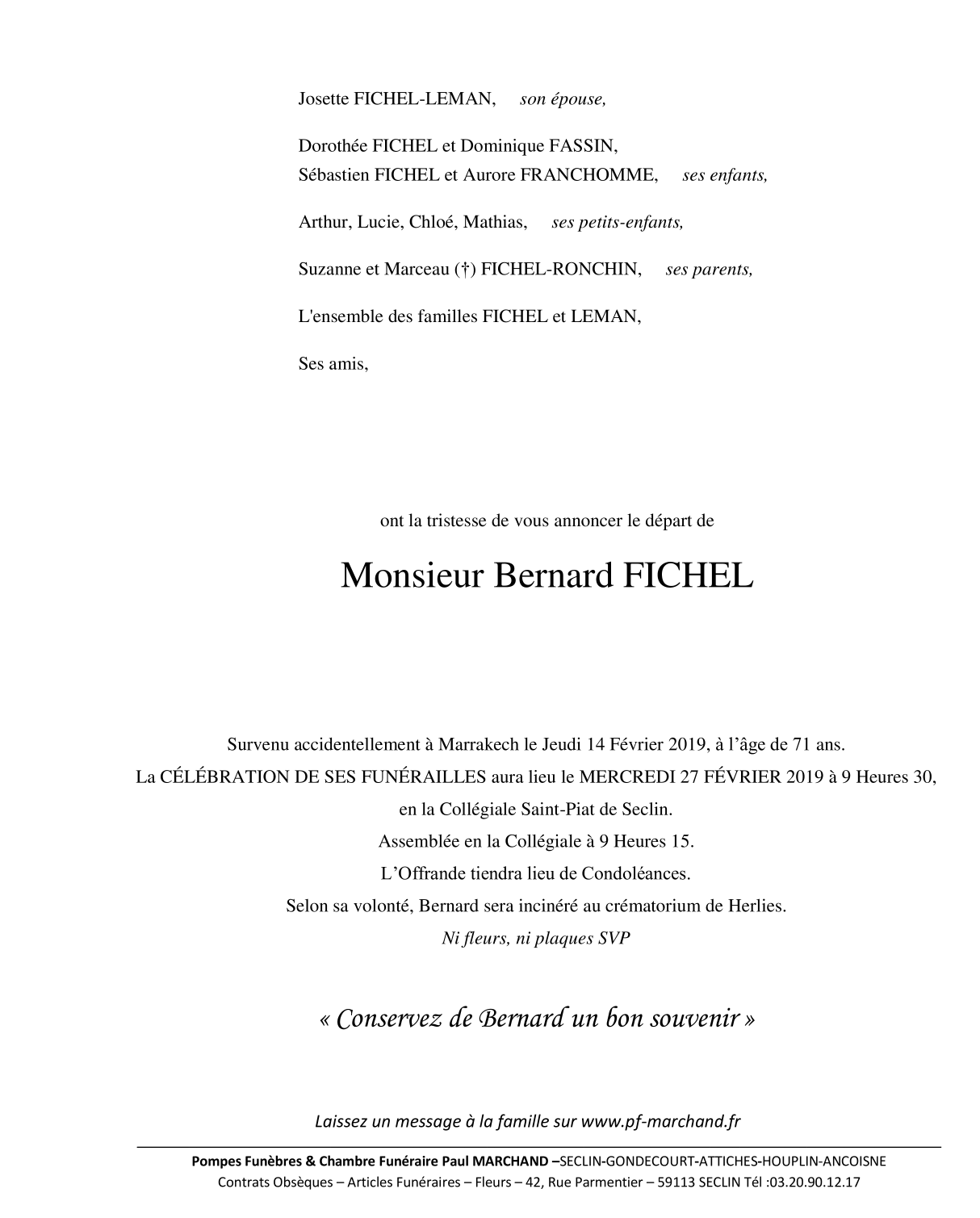 Image Pour voir le faire-part de Bernard CLIQUEZ-ICI