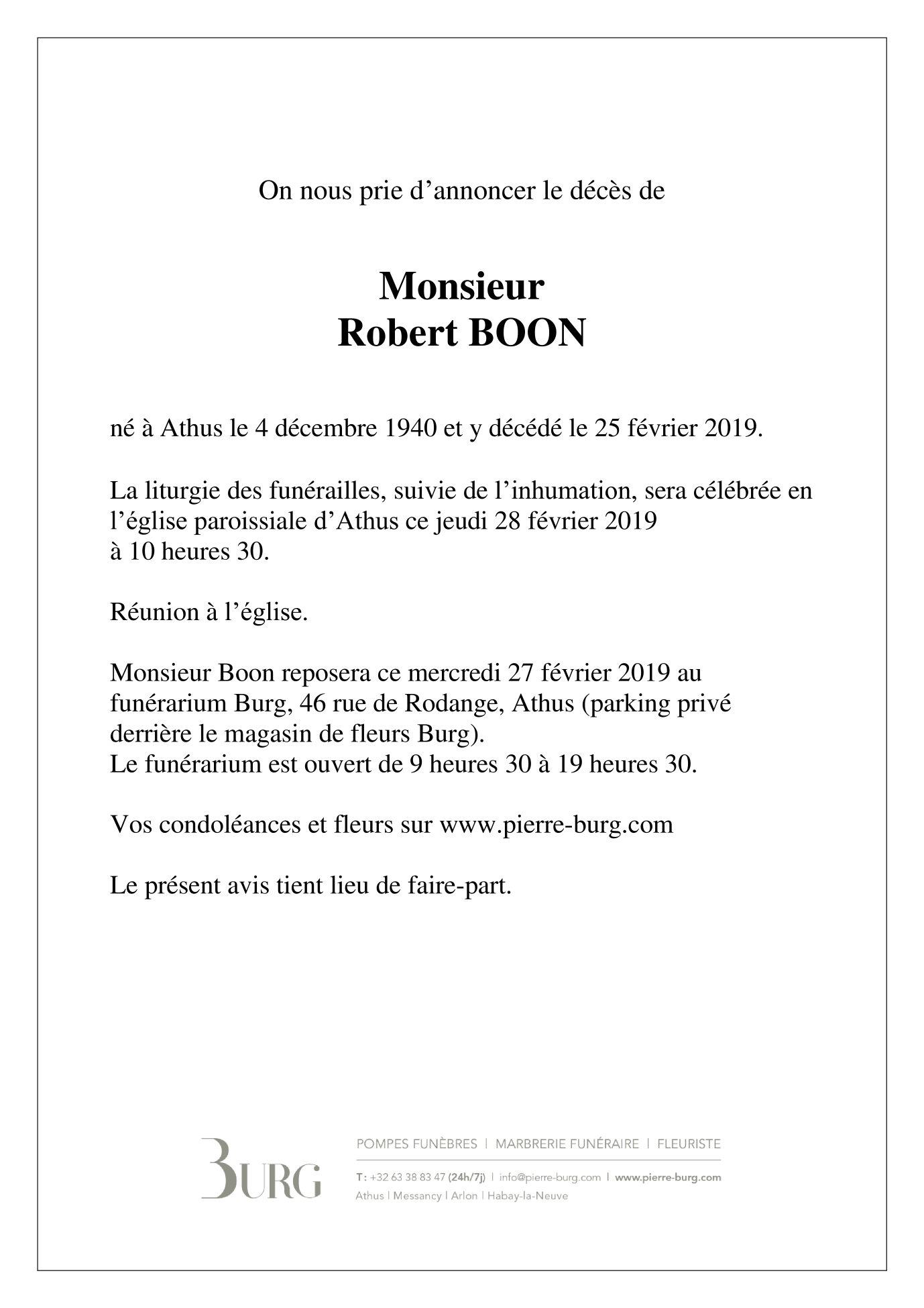 Avis De Décès Pompes Funèbres Générales Maubeuge
