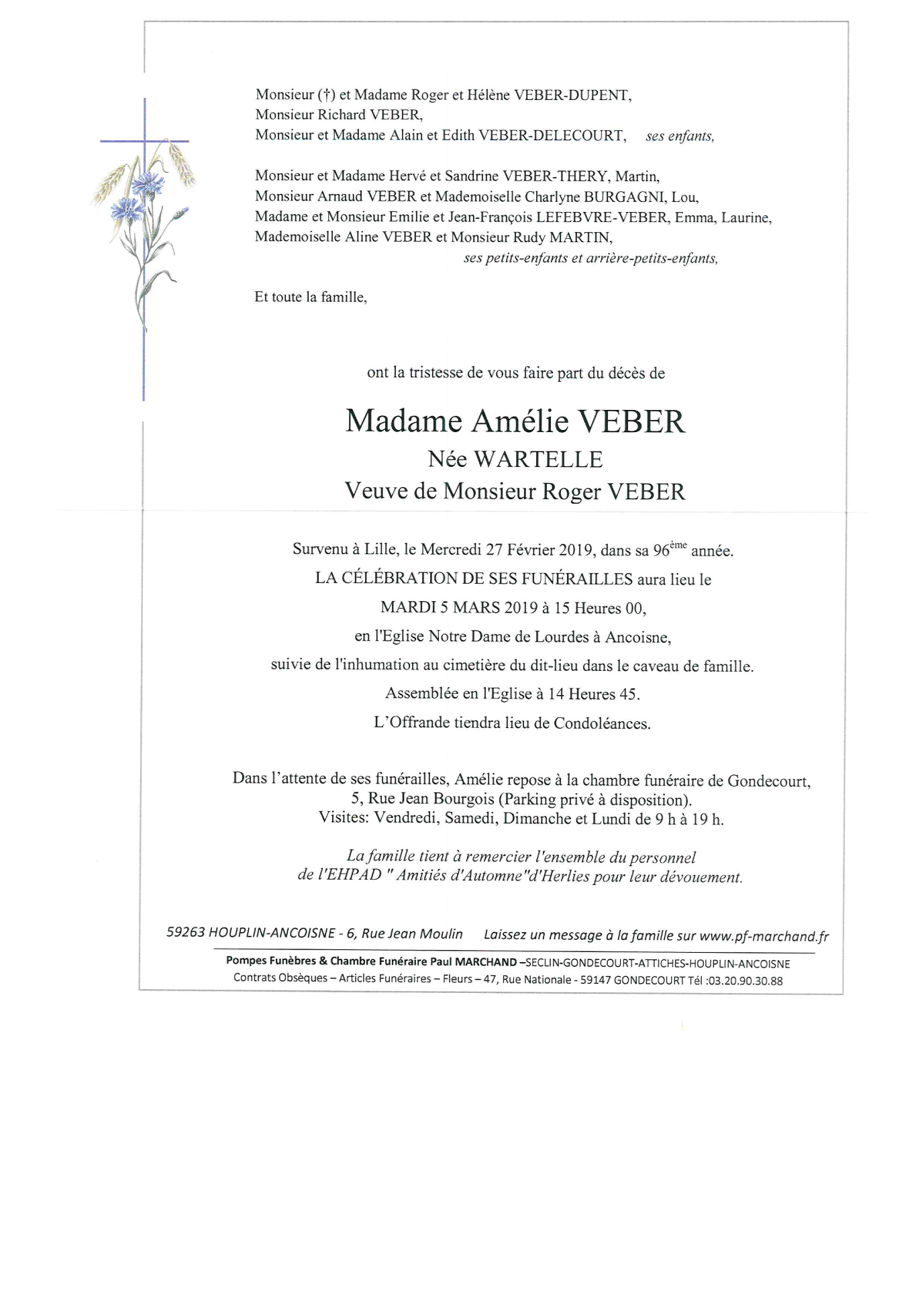 Image Annonce nécrologique de Amélie VEBER