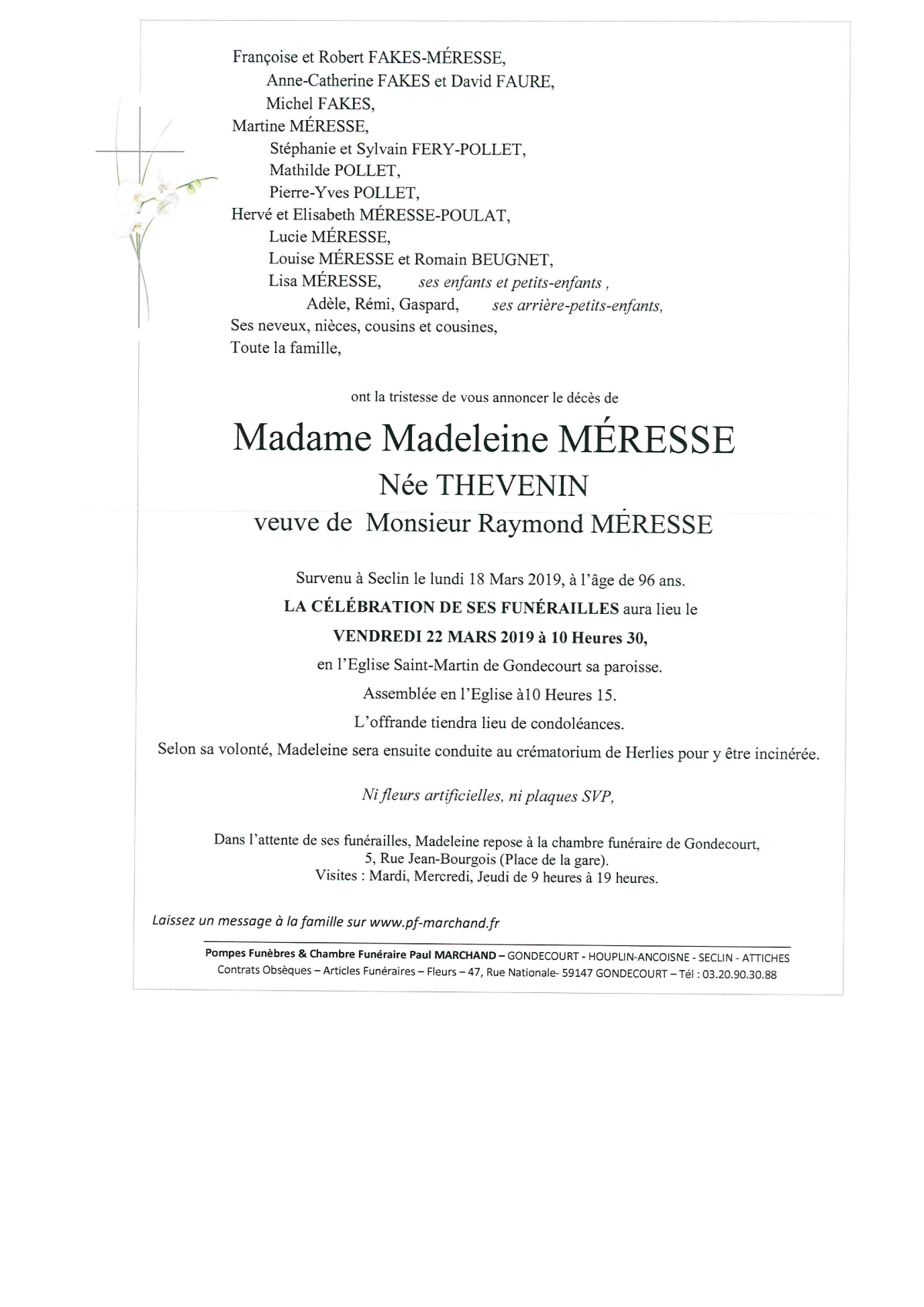 Image Annonce nécrologique de Madeleine MERESSE