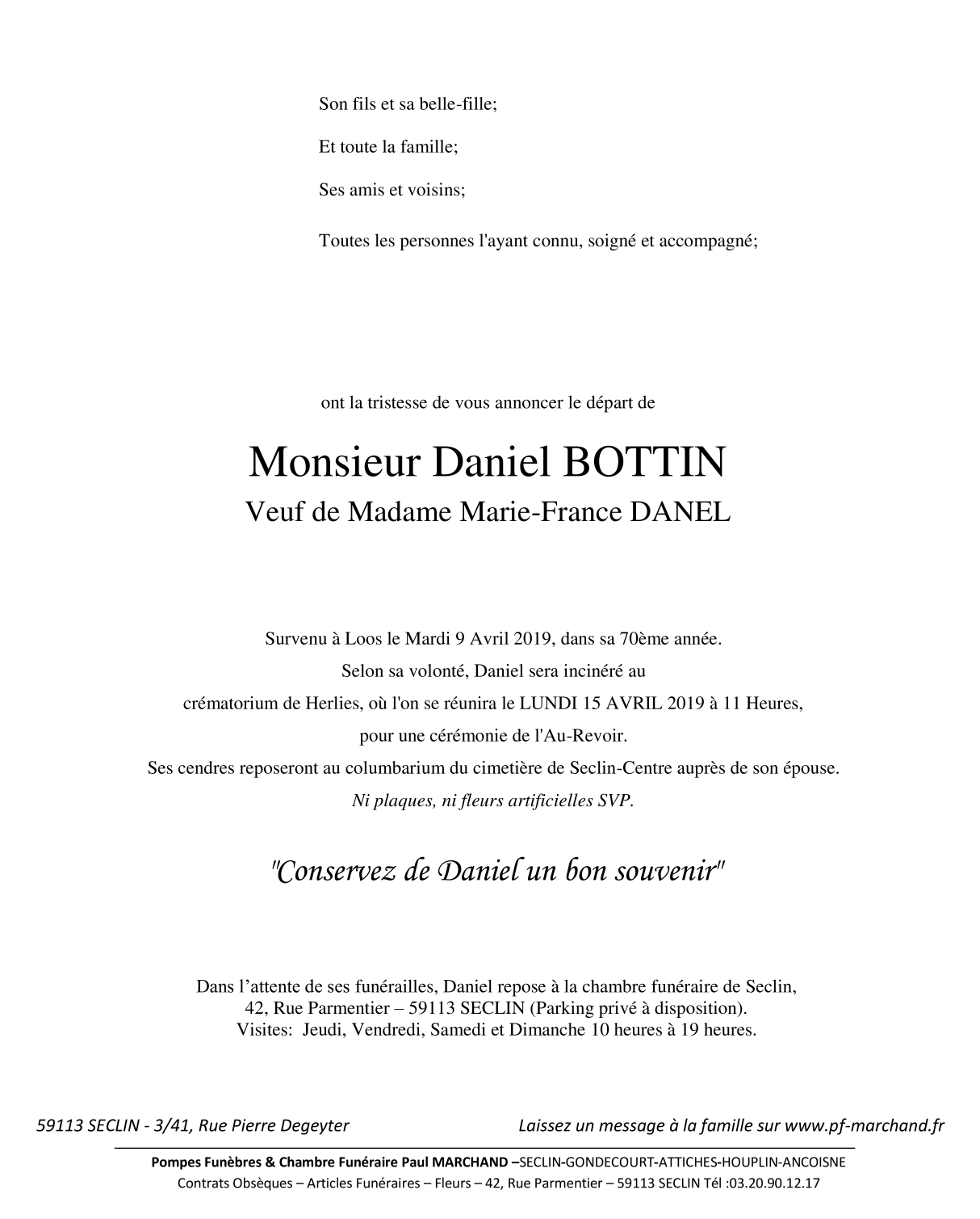 Image Pour voir le faire-part de Daniel CLIQUEZ-ICI