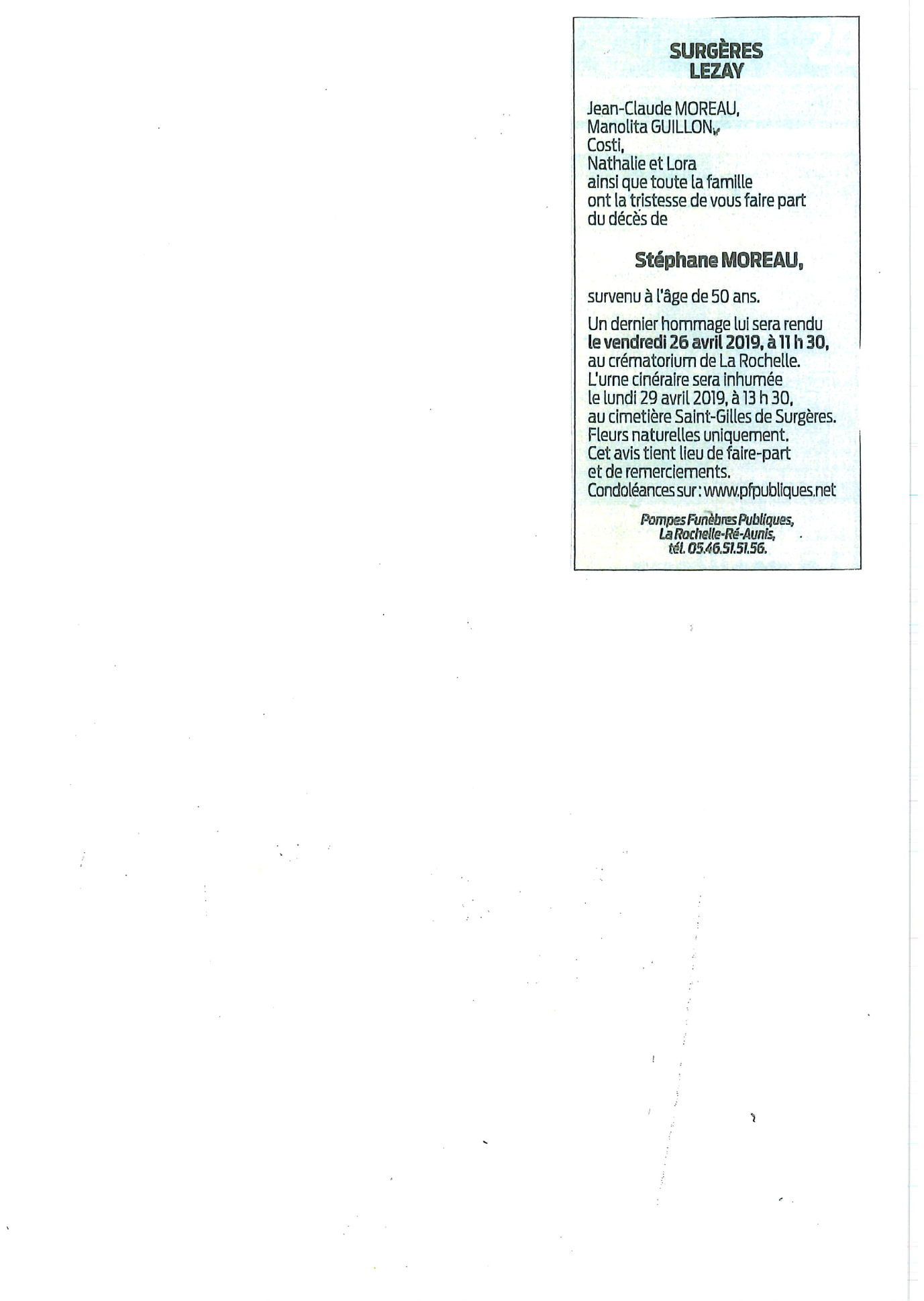 Deces De Monsieur Stephane Moreau 19 04 19 Fr Be Annonce Necrologique 276965