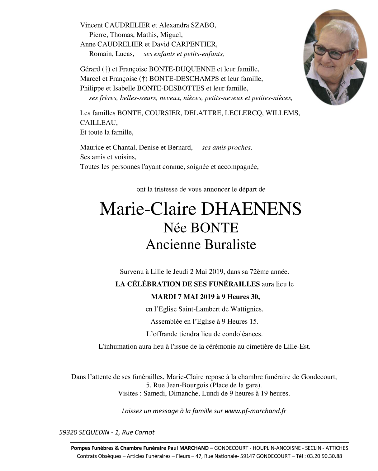 Image Pour voir le faire-part de Marie-Claire CLIQUEZ-ICI