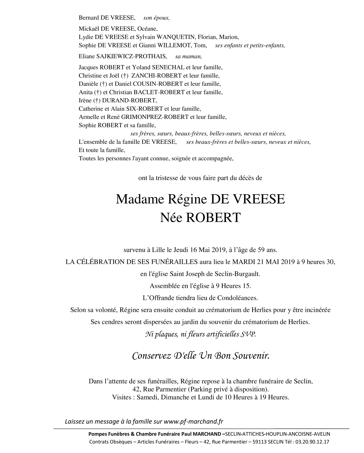 Image Pour voir le faire-part de Régine CLIQUEZ-ICI