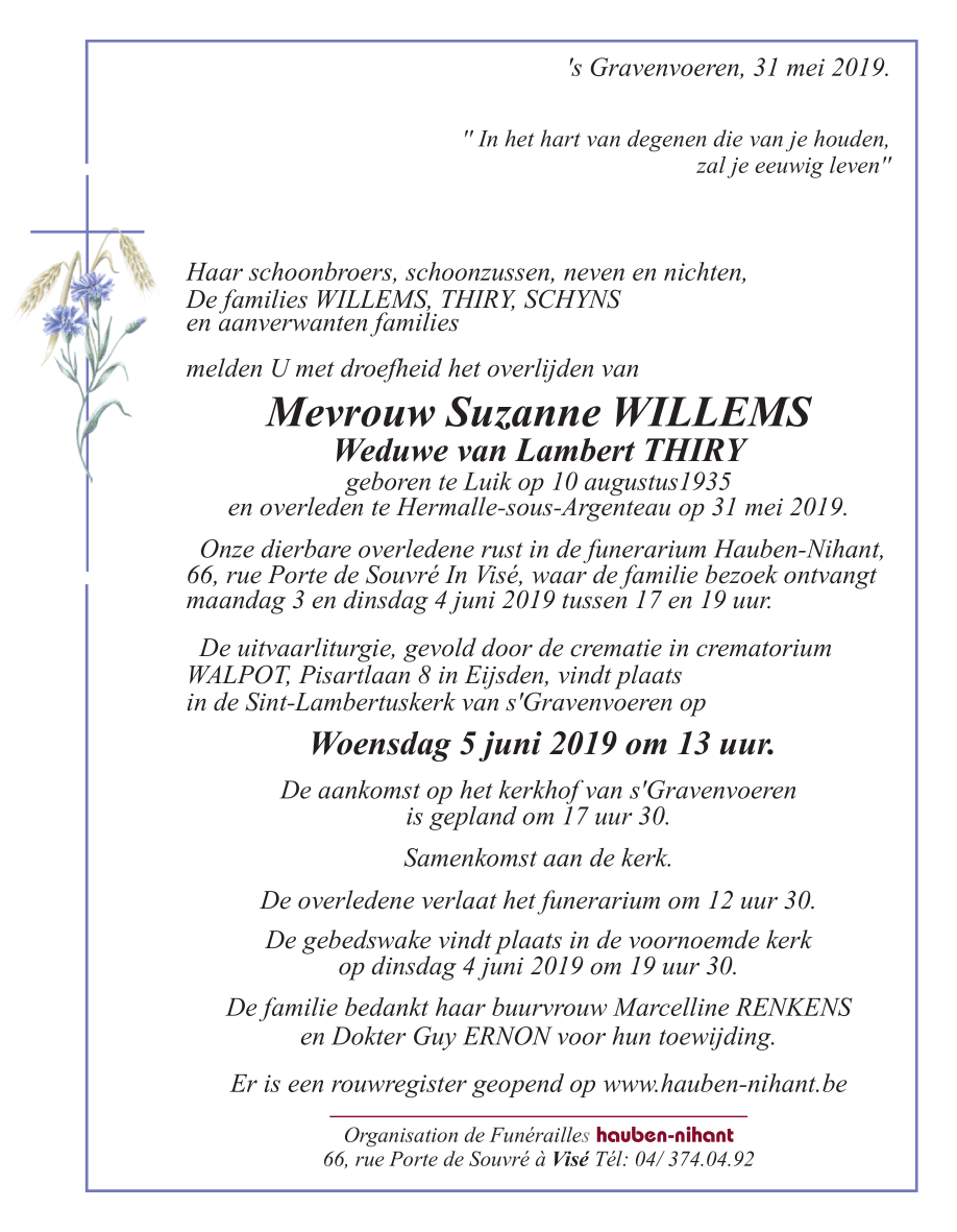 Image Annonce nécrologique en Neerlandais