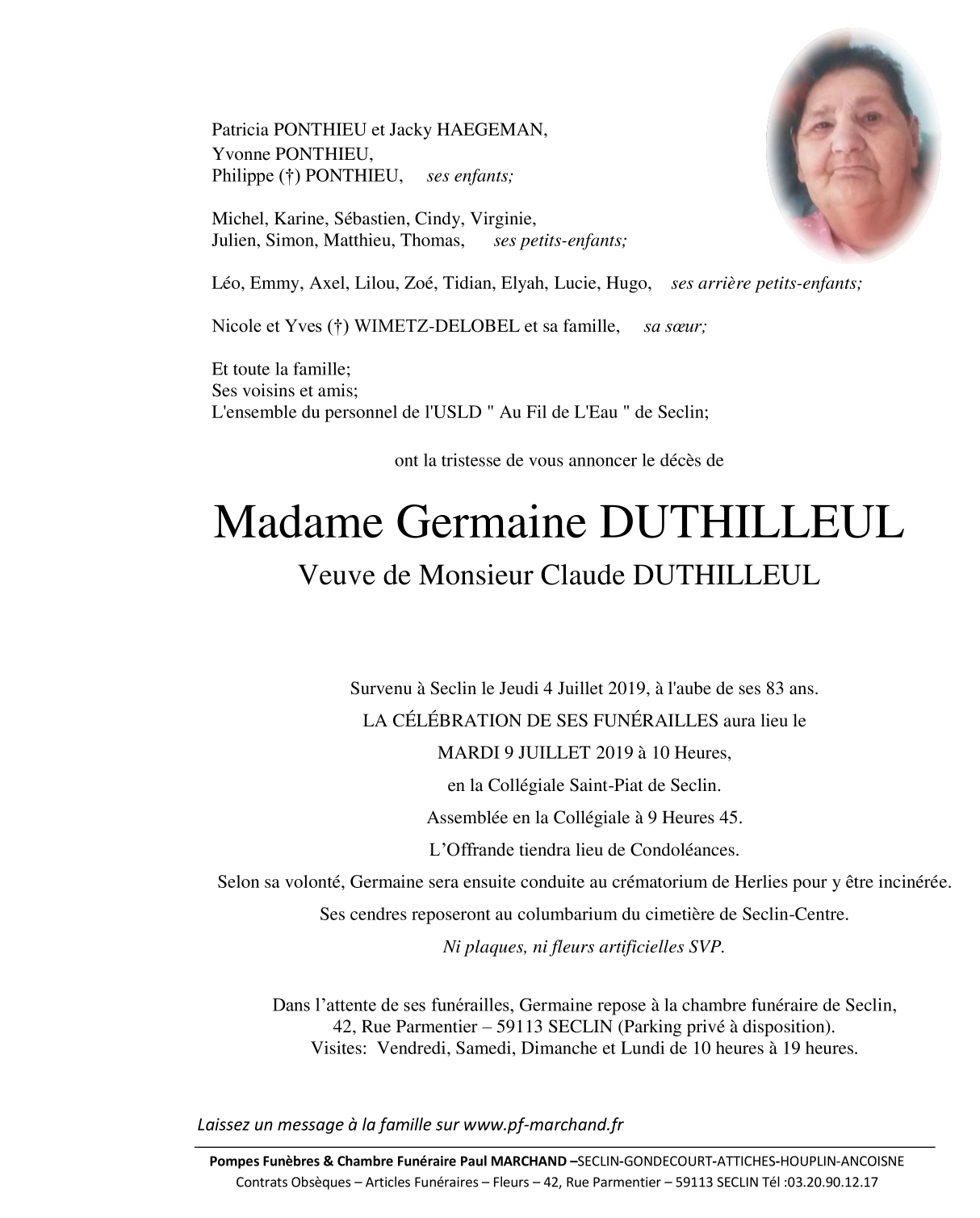 Image Pour voir le faire-part de Germaine CLIQUEZ-ICI
