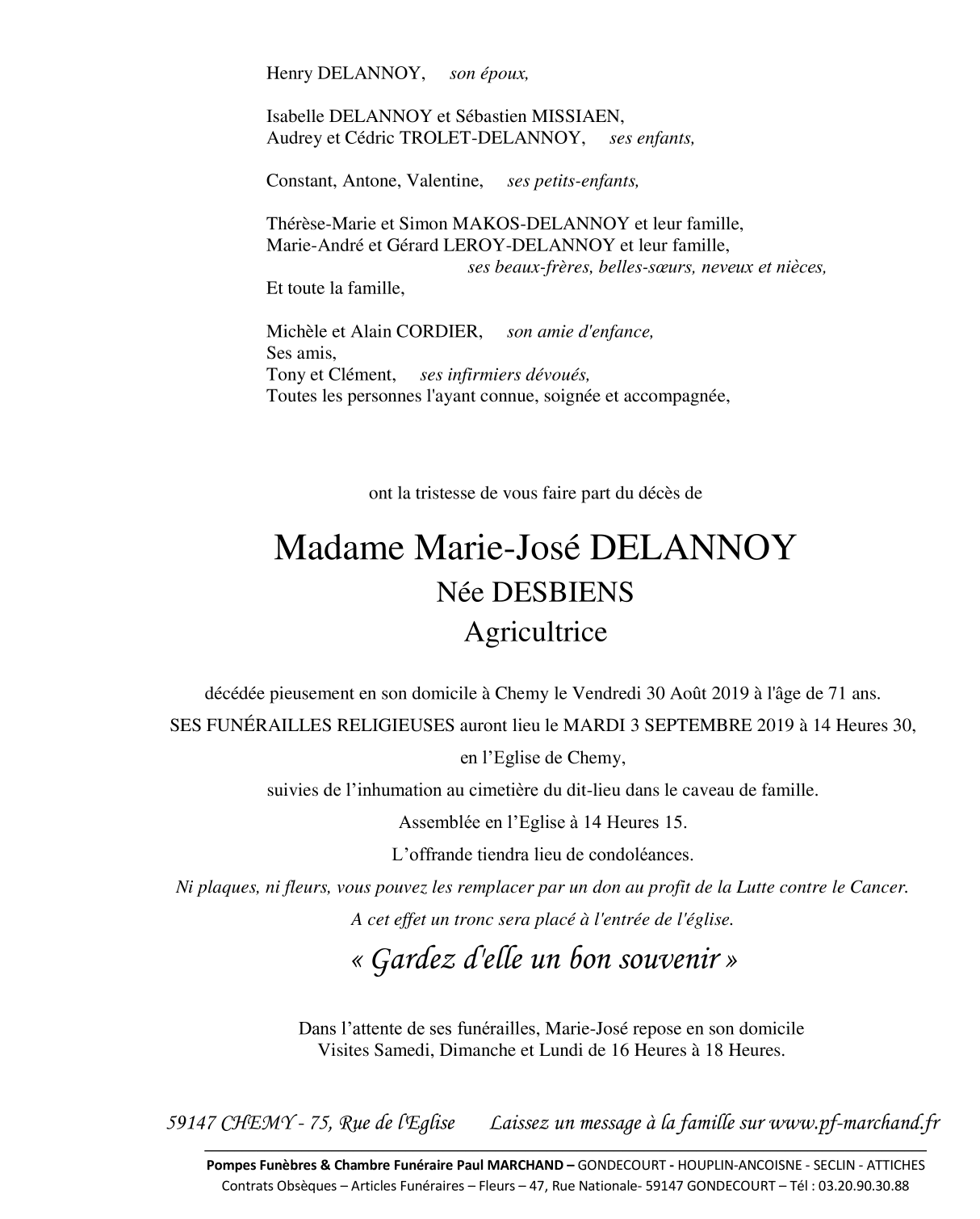 Image Pour voir le faire-part de Marie-José CLIQUEZ-ICI