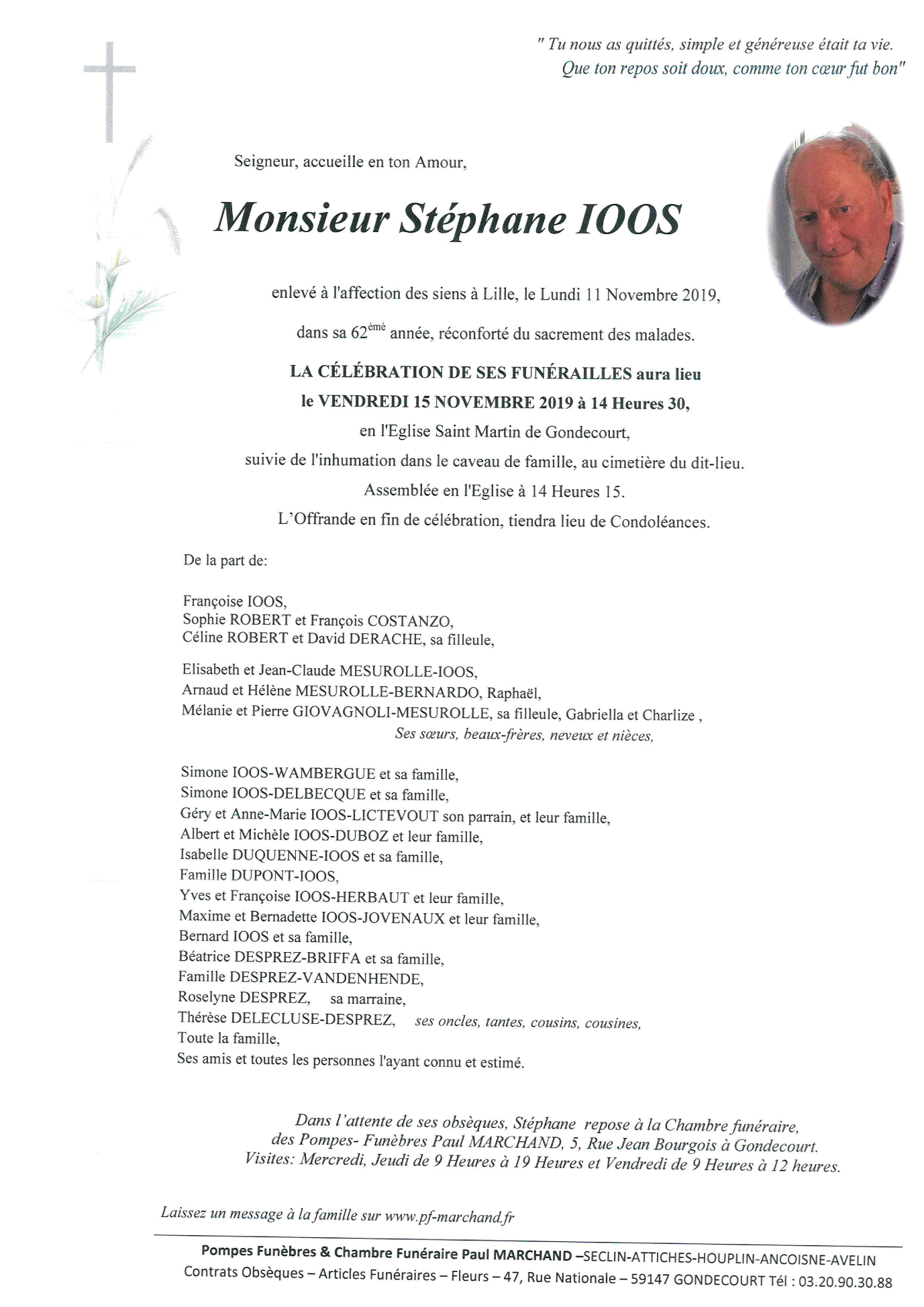 Image Annonce nécrologique de Stéphane IOOS