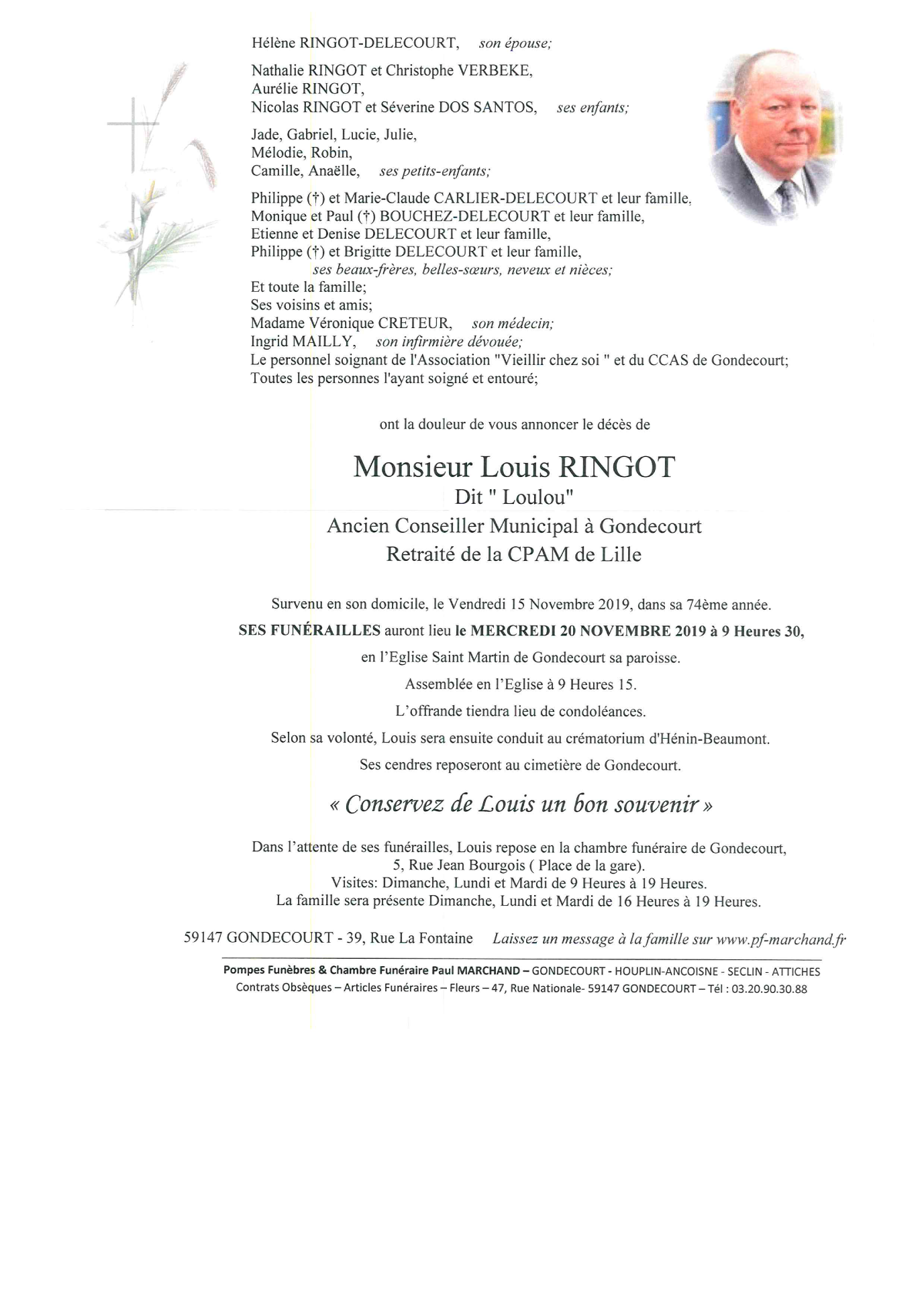 Image Annonce nécrologique de Louis RINGOT