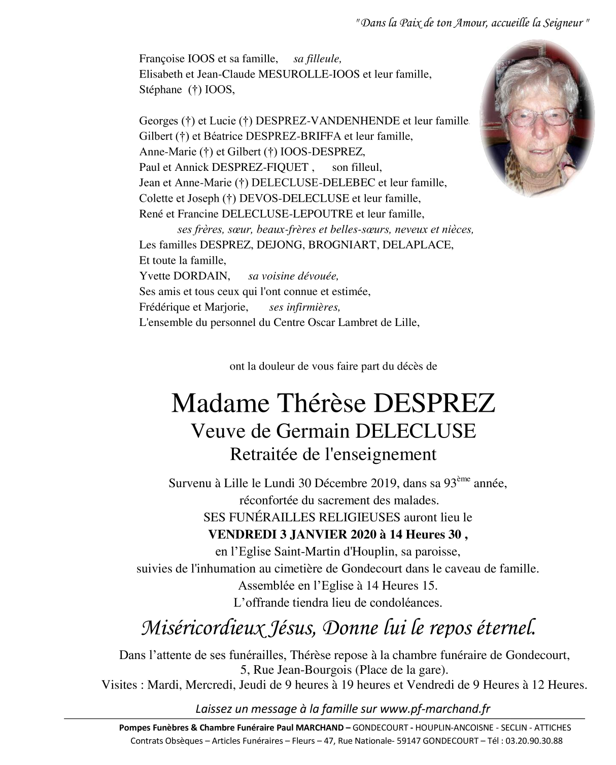 Image Annonce nécrologique de Thérèse DELECLUSE