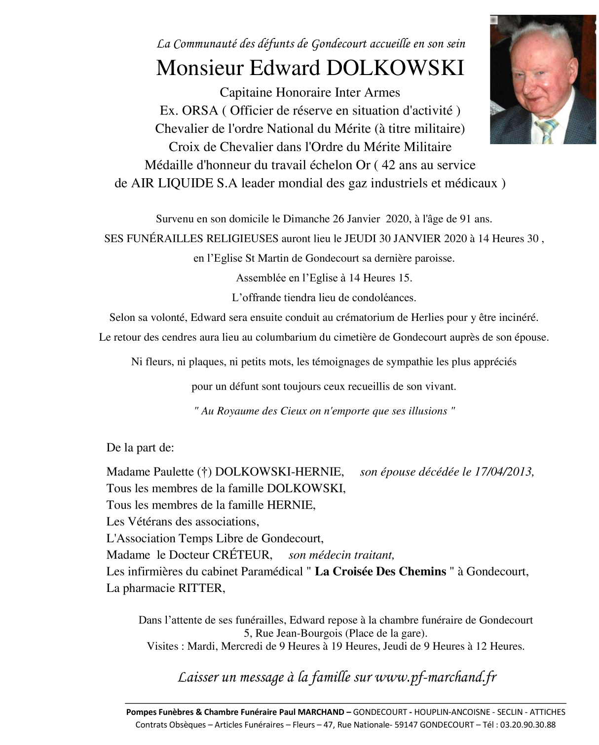 Image Annonce nécrologique de Edward DOLKOWSKI