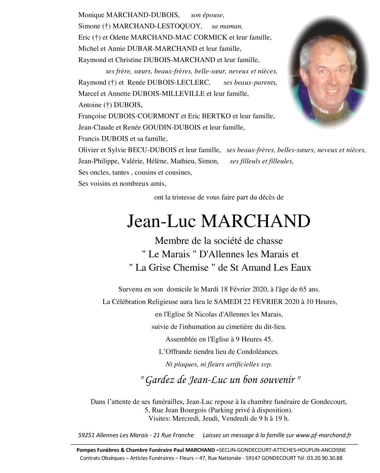 Image Annonce nécrologique de Jean-Luc MARCHAND