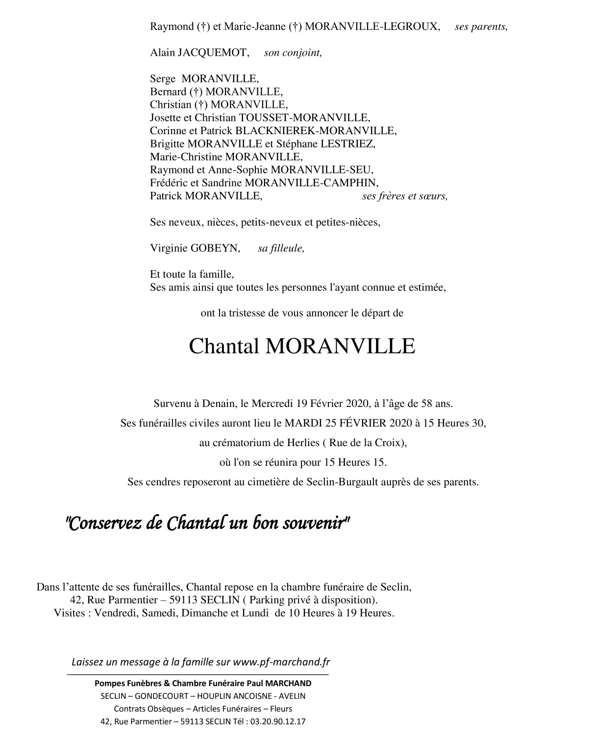 Image Pour voir le faire-part de Chantal CLIQUEZ-ICI