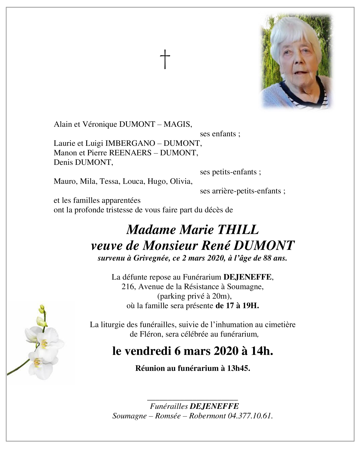 Avis De Décès Pompes Funèbres Dumon Steenvoorde