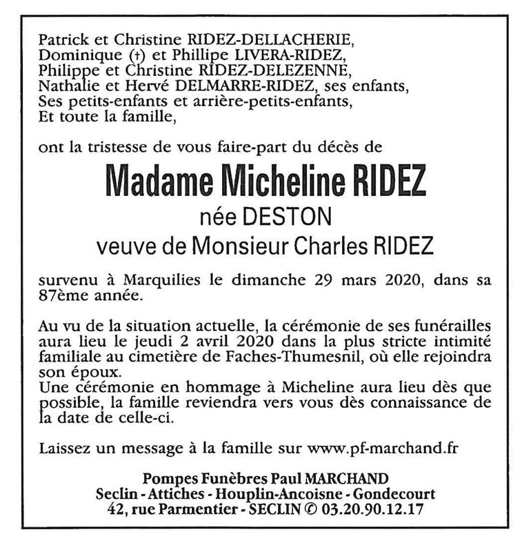 Image Pour voir le faire-part de Micheline CLIQUEZ-ICI