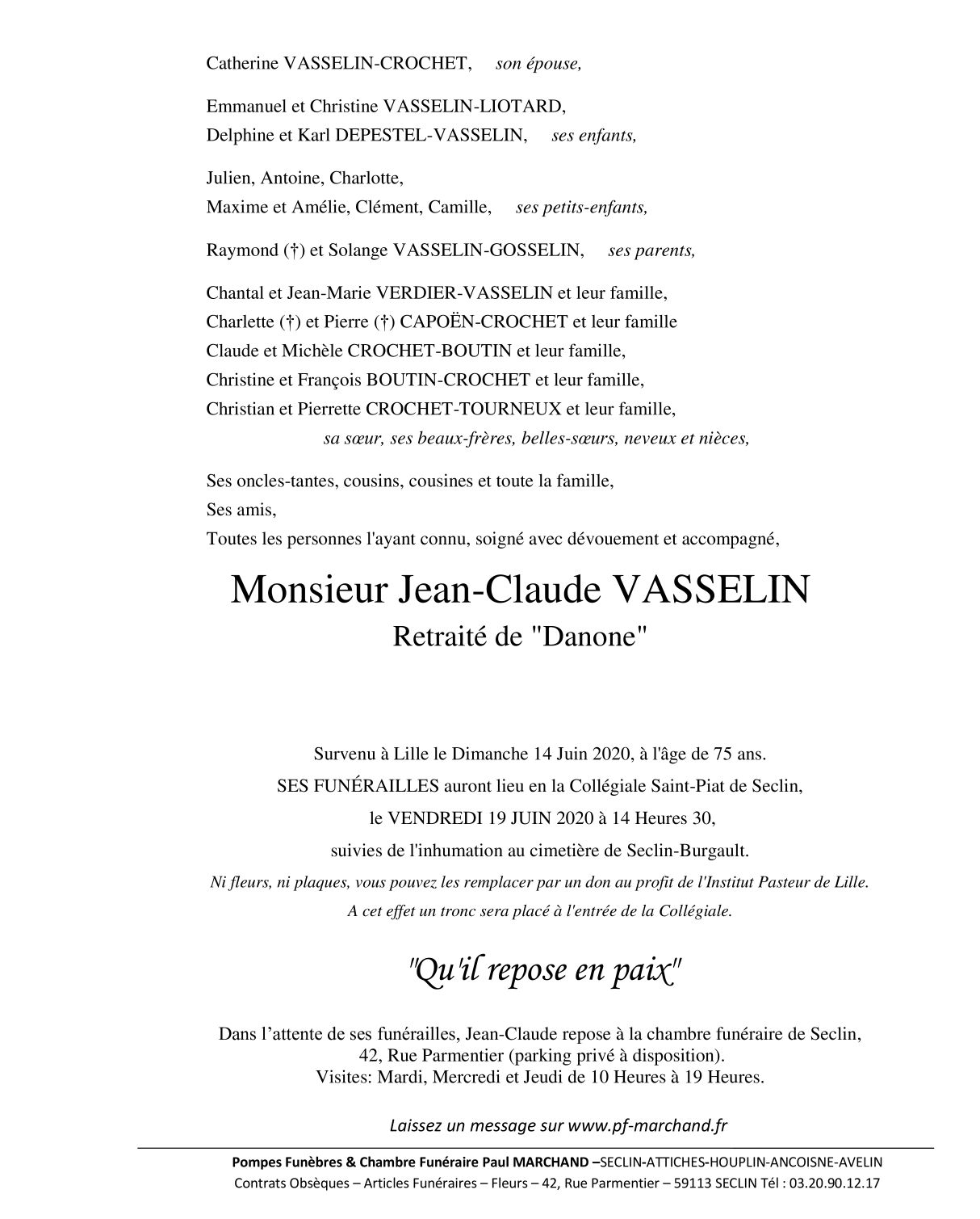 Image Pour voir le faire-part de Jean-Claude CLIQUEZ-ICI