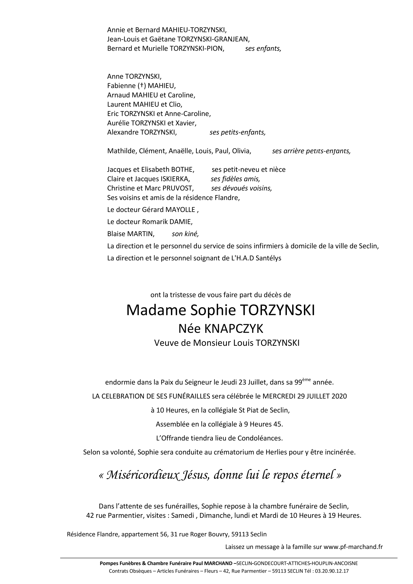 Image Annonce nécrologique de Sophie TORZYNSKI