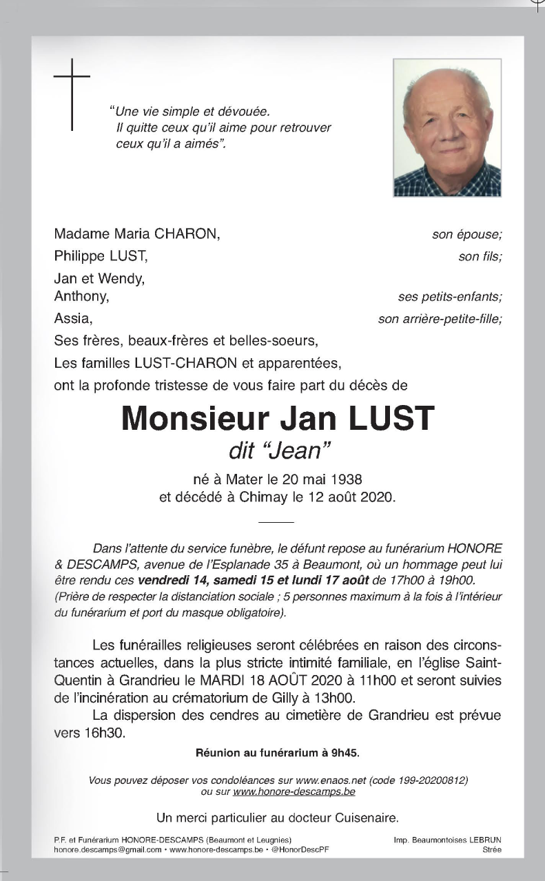 Avis De Décès Pompes Funèbres Générales Maubeuge
