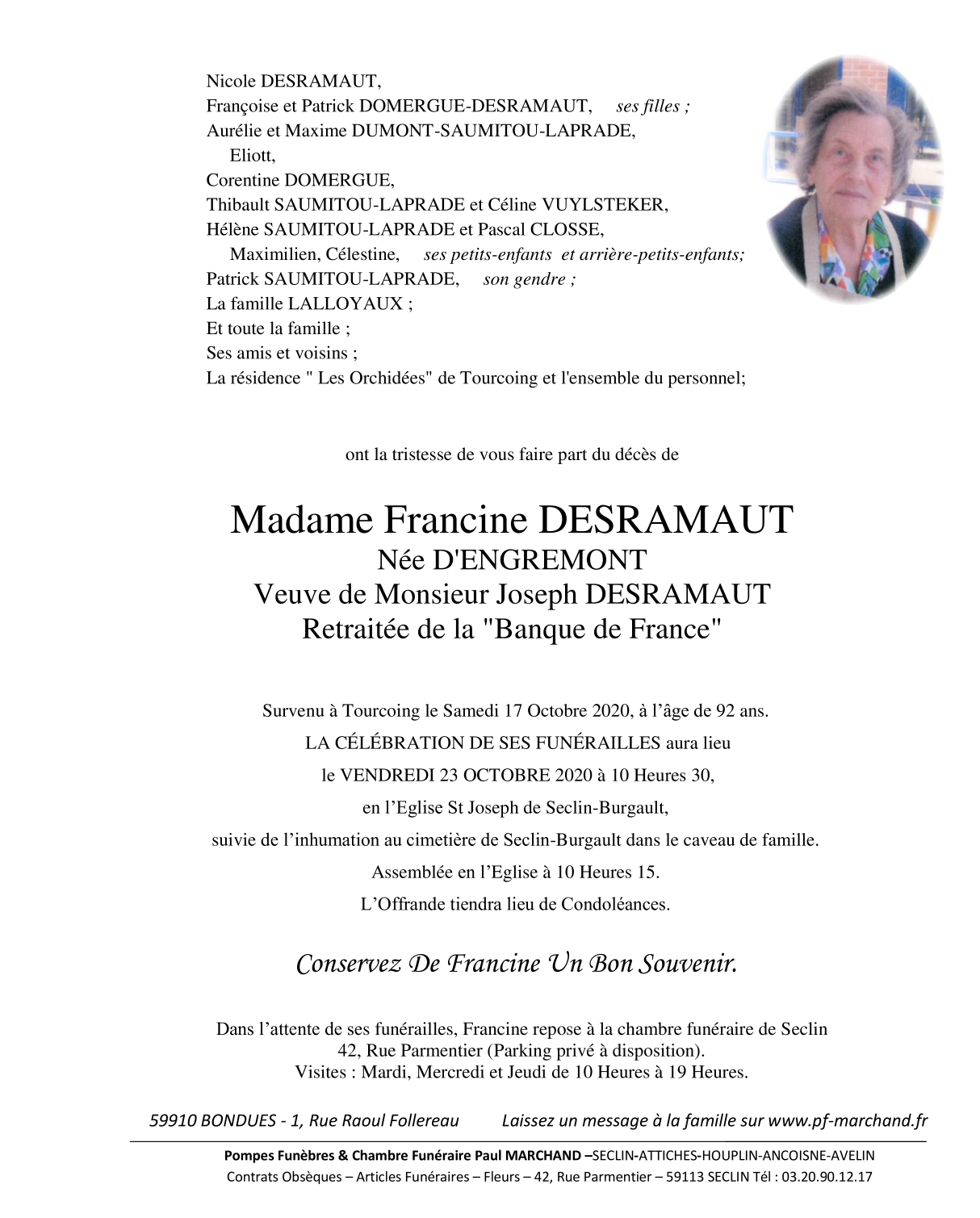 Image Pour voir le faire-part de Francine CLIQUEZ-ICI