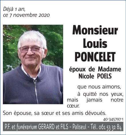 Deces De Monsieur Louis Poncelet 07 11 19 Fr Be Anniversaire Deces De Monsieur Louis Poncelet 07 11 19 Fr Be Anniversaire