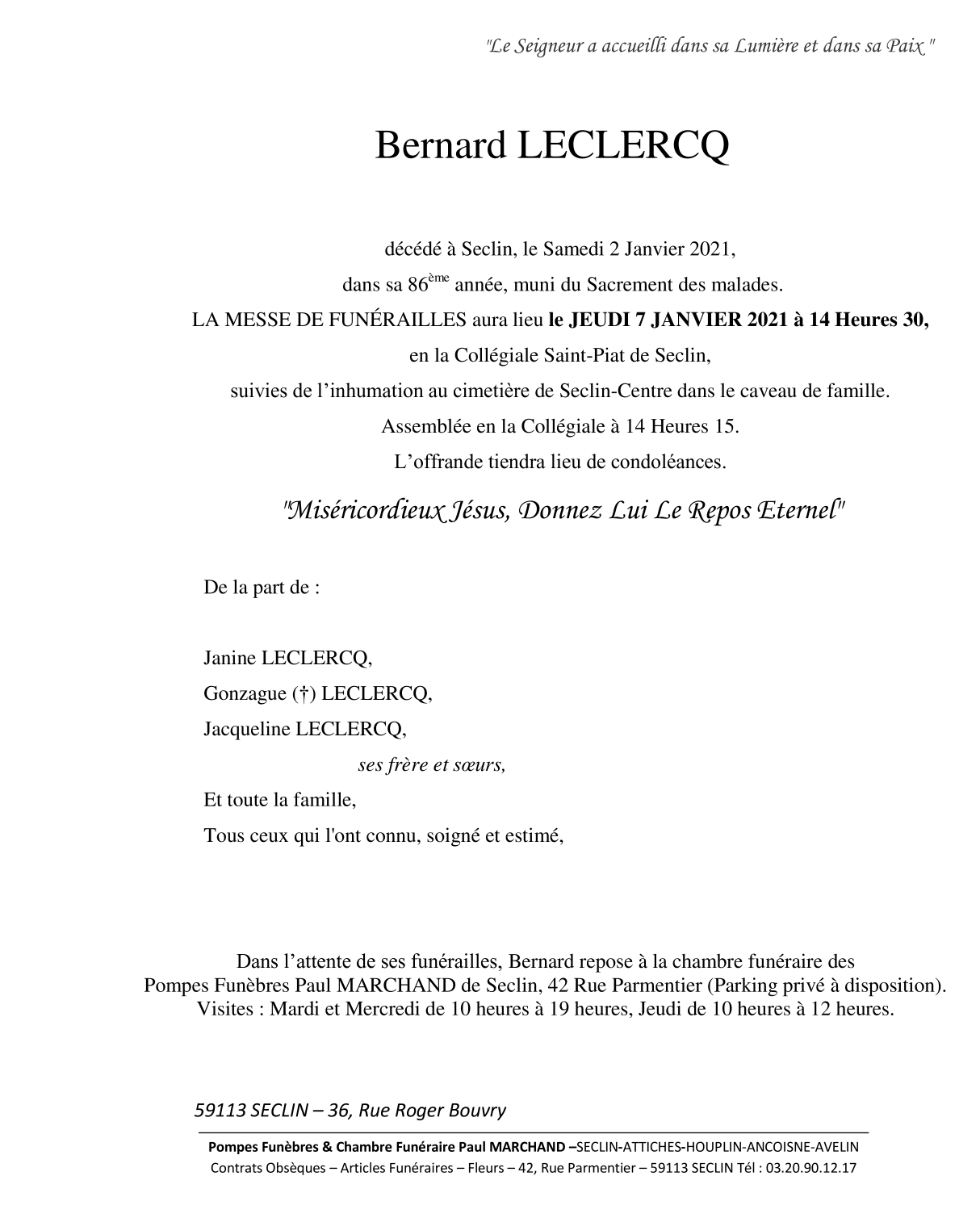 Image Pour voir le faire-part de Bernard CLIQUEZ-ICI