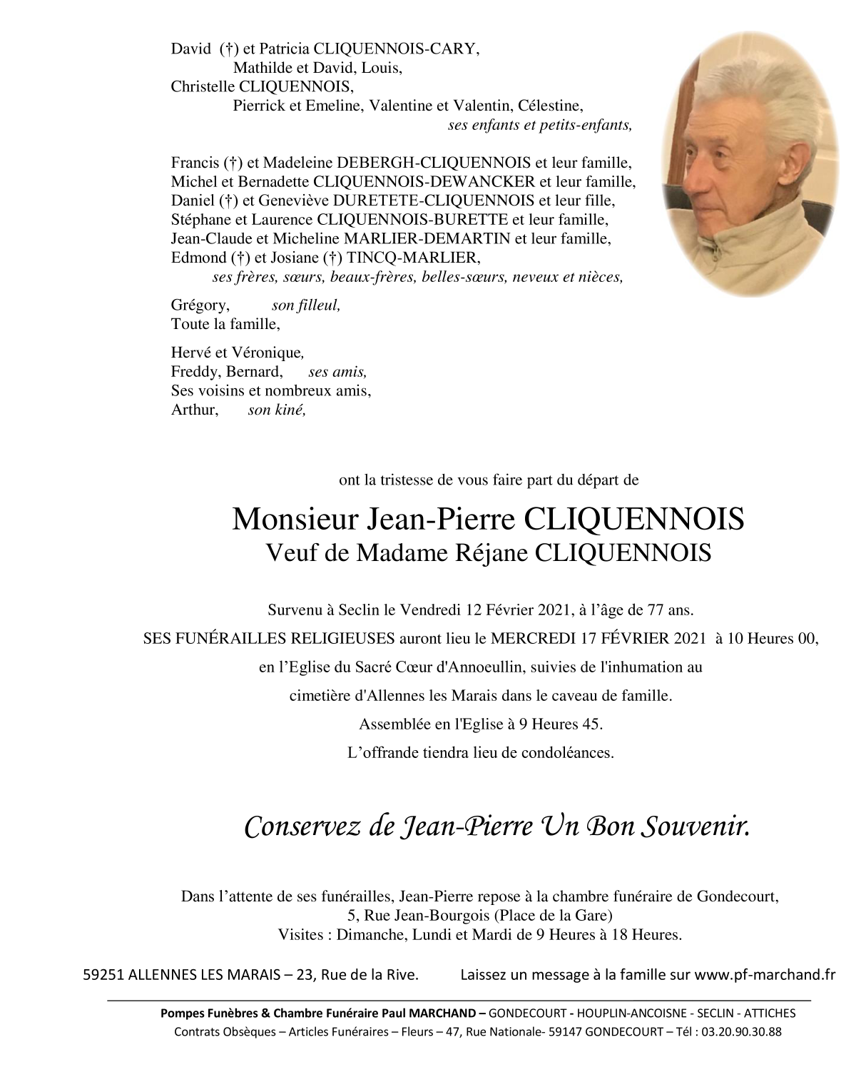 Image Annonce nécrologique de Jean-Pierre CLIQUENNOIS