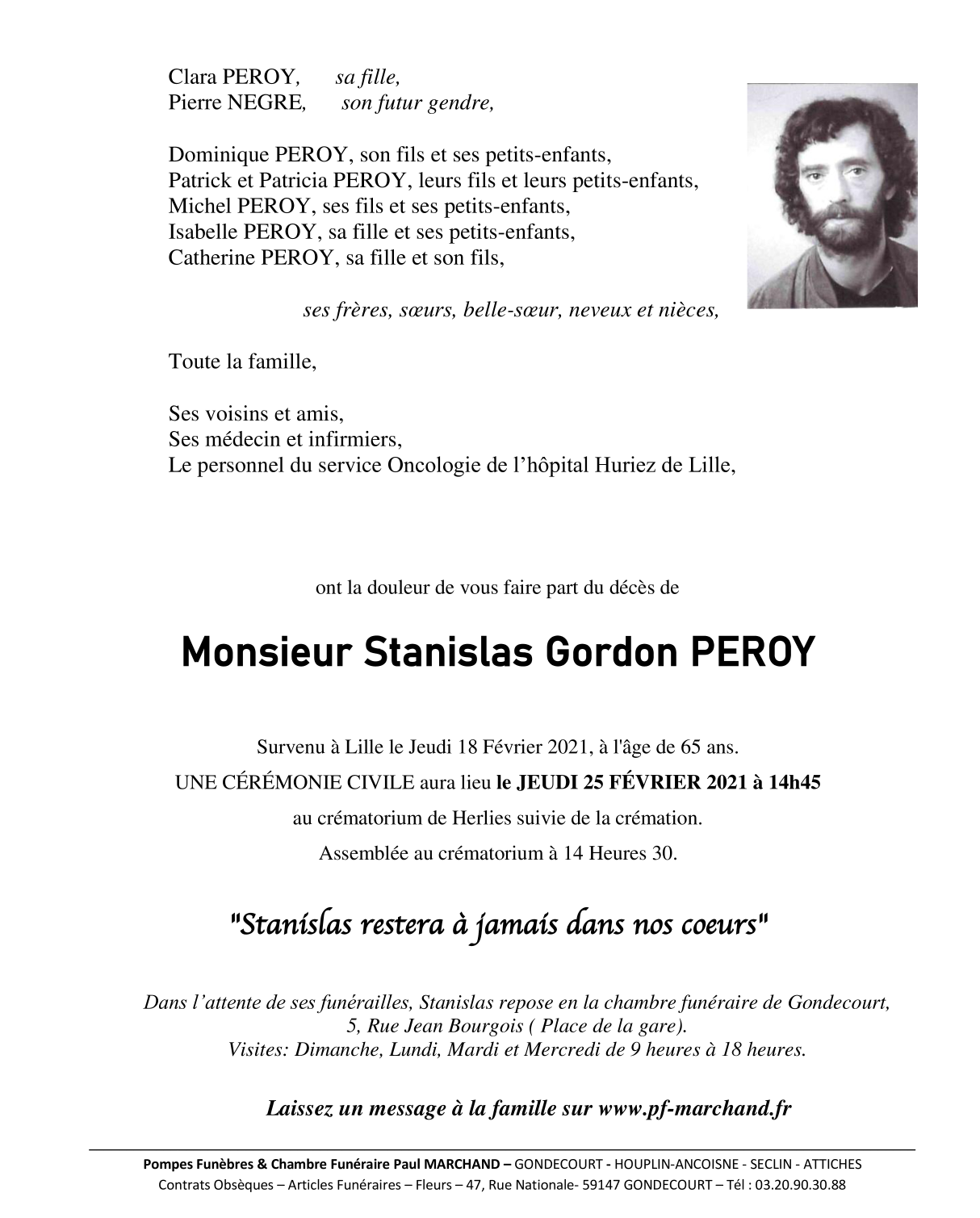 Image Annonce nécrologique de Stanislas PEROY