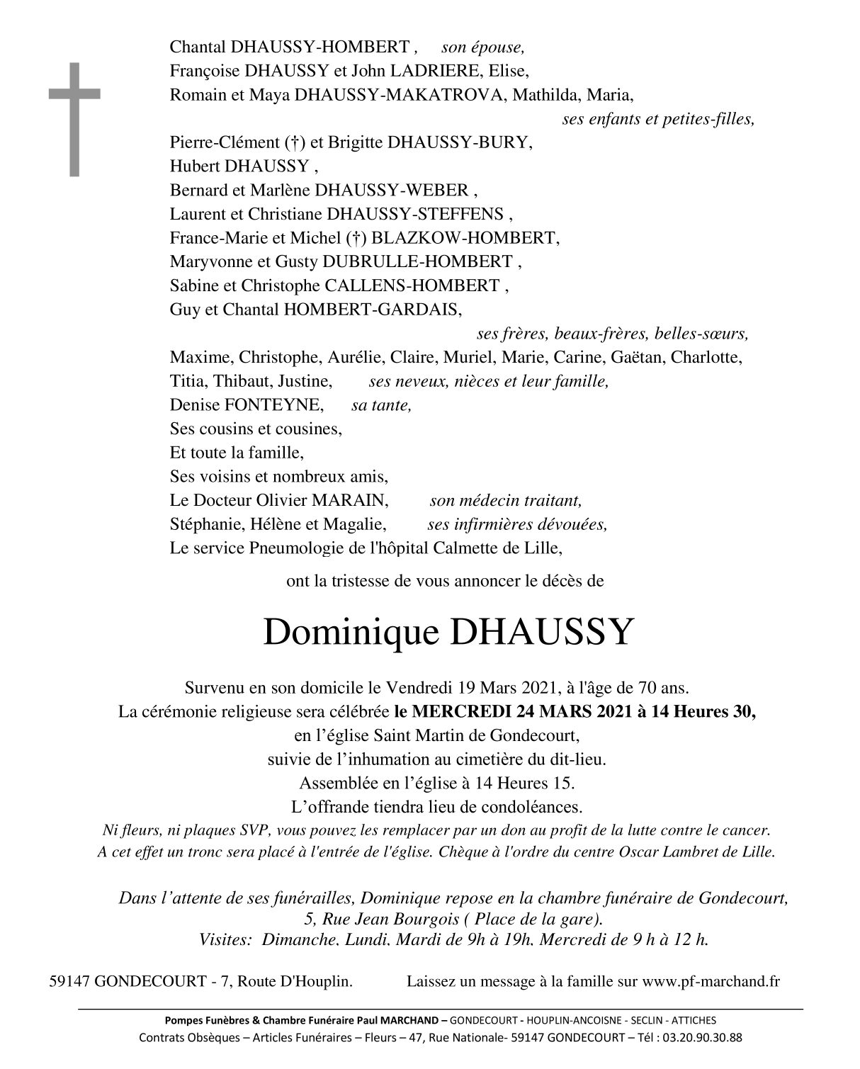 Image Annonce nécrologique de Dominique DHAUSSY