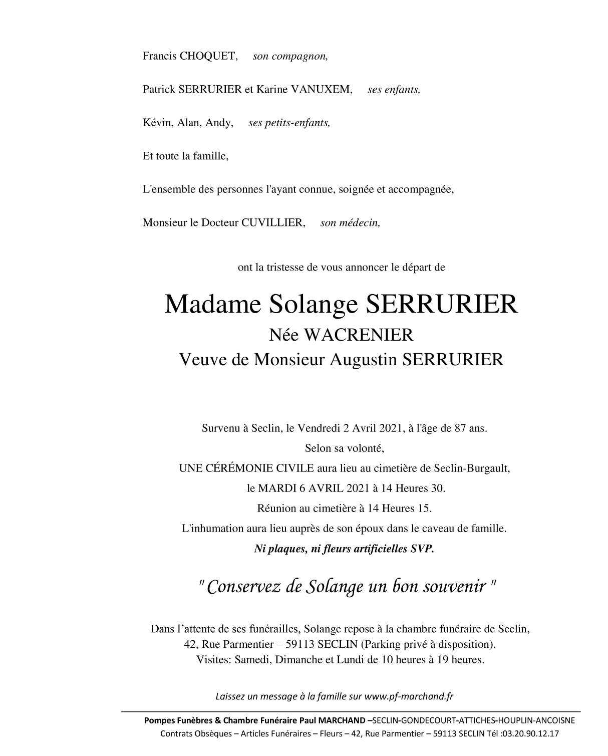 Image Pour voir le faire-part de Solange CLIQUEZ-ICI