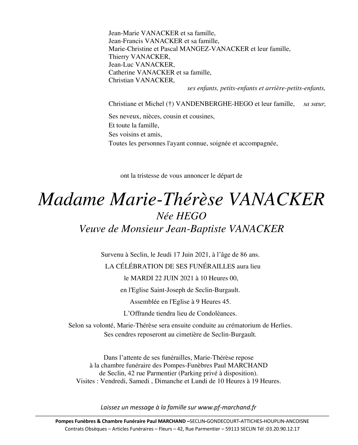 Image Pour voir le faire-part de Marie-Thérèse CLIQUEZ-ICI
