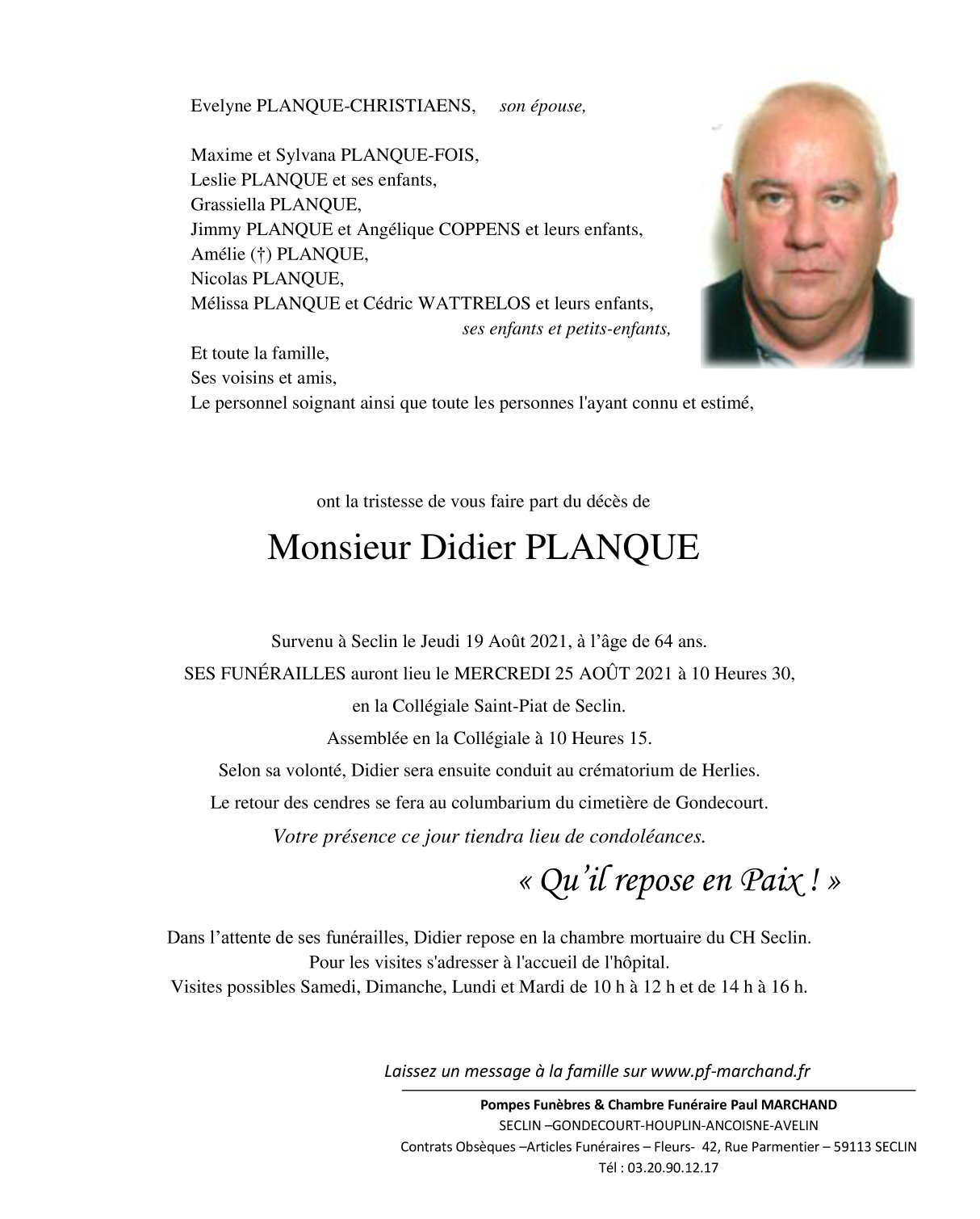Image Pour voir le faire-part de Didier CLIQUEZ-ICI