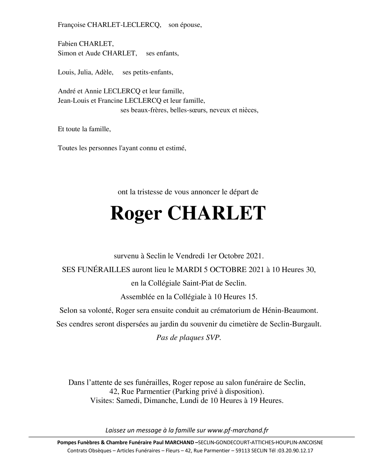 Image Pour voir le faire-part de Roger CLIQUEZ-ICI