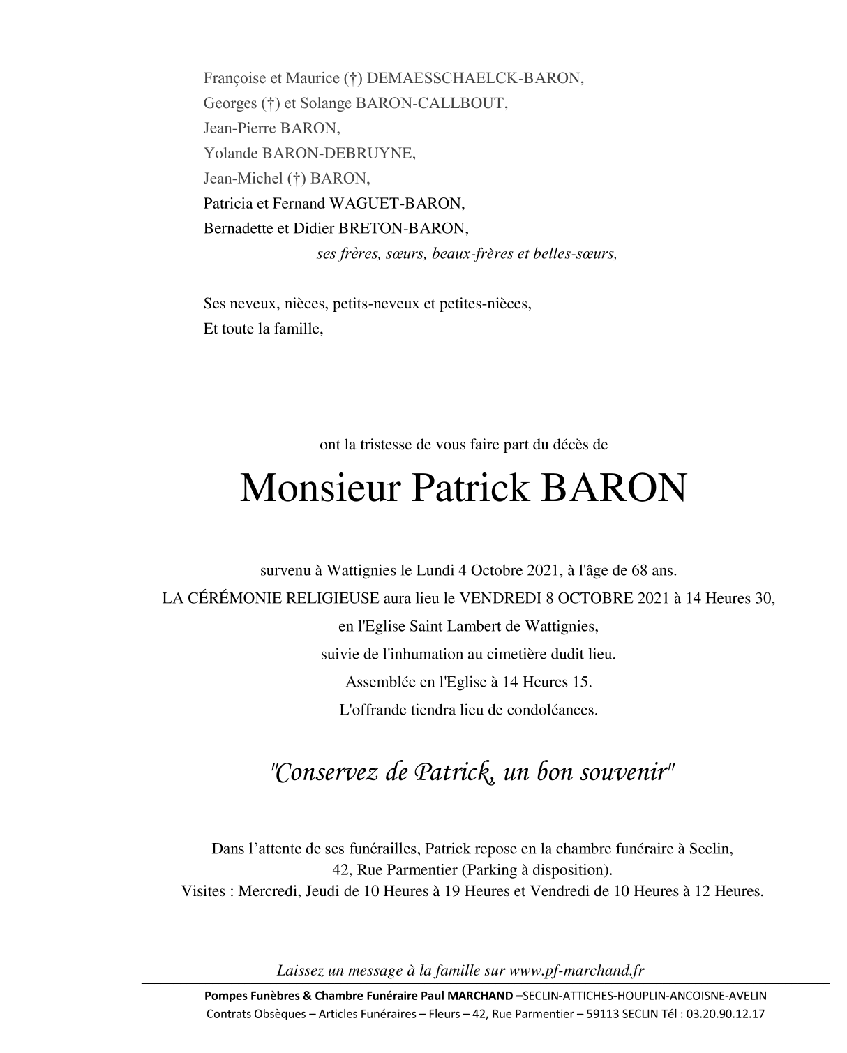 Image Pour voir le faire-part de Patrick CLIQUEZ-ICI