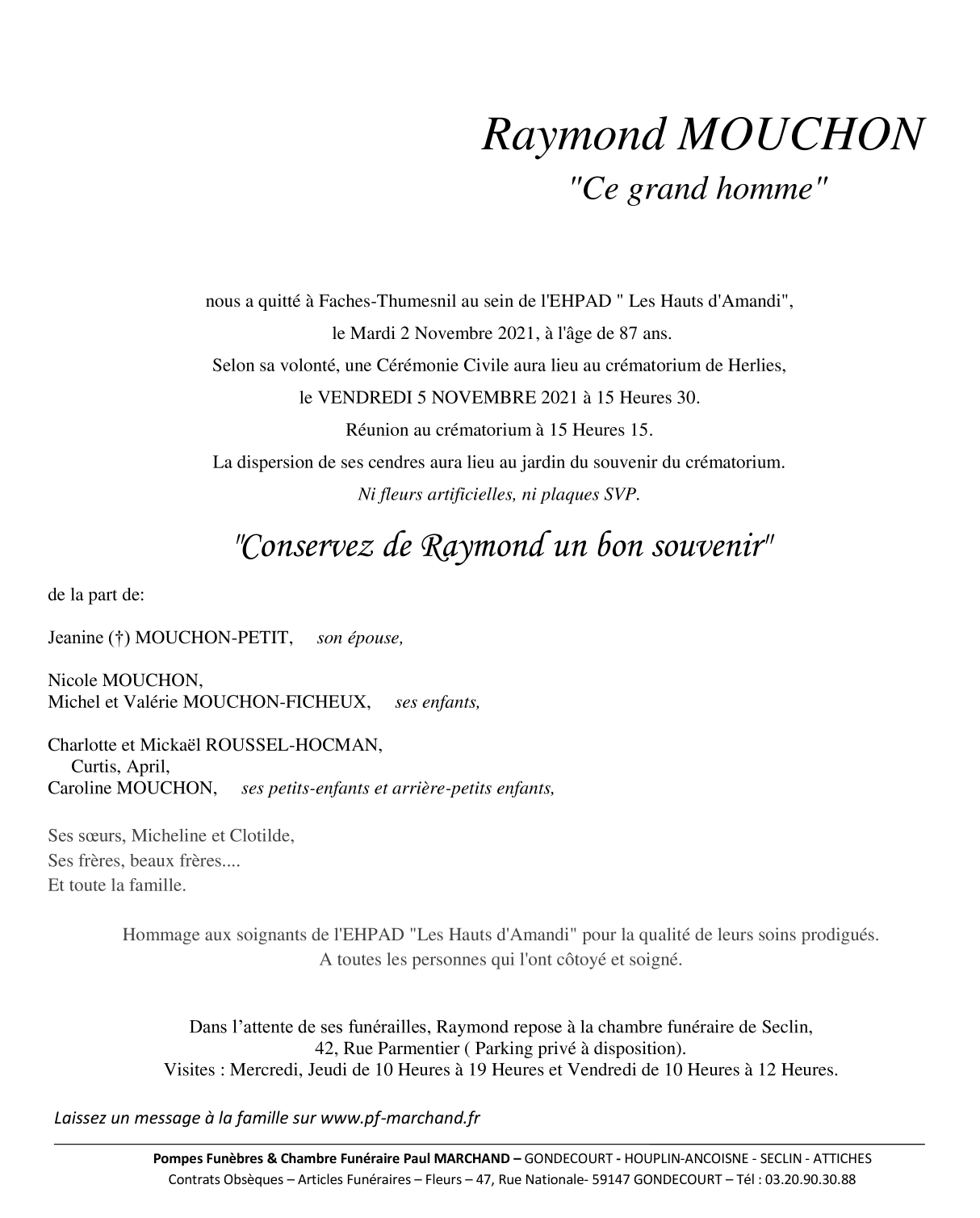 Image Pour voir le faire-part de Raymond CLIQUEZ-ICI