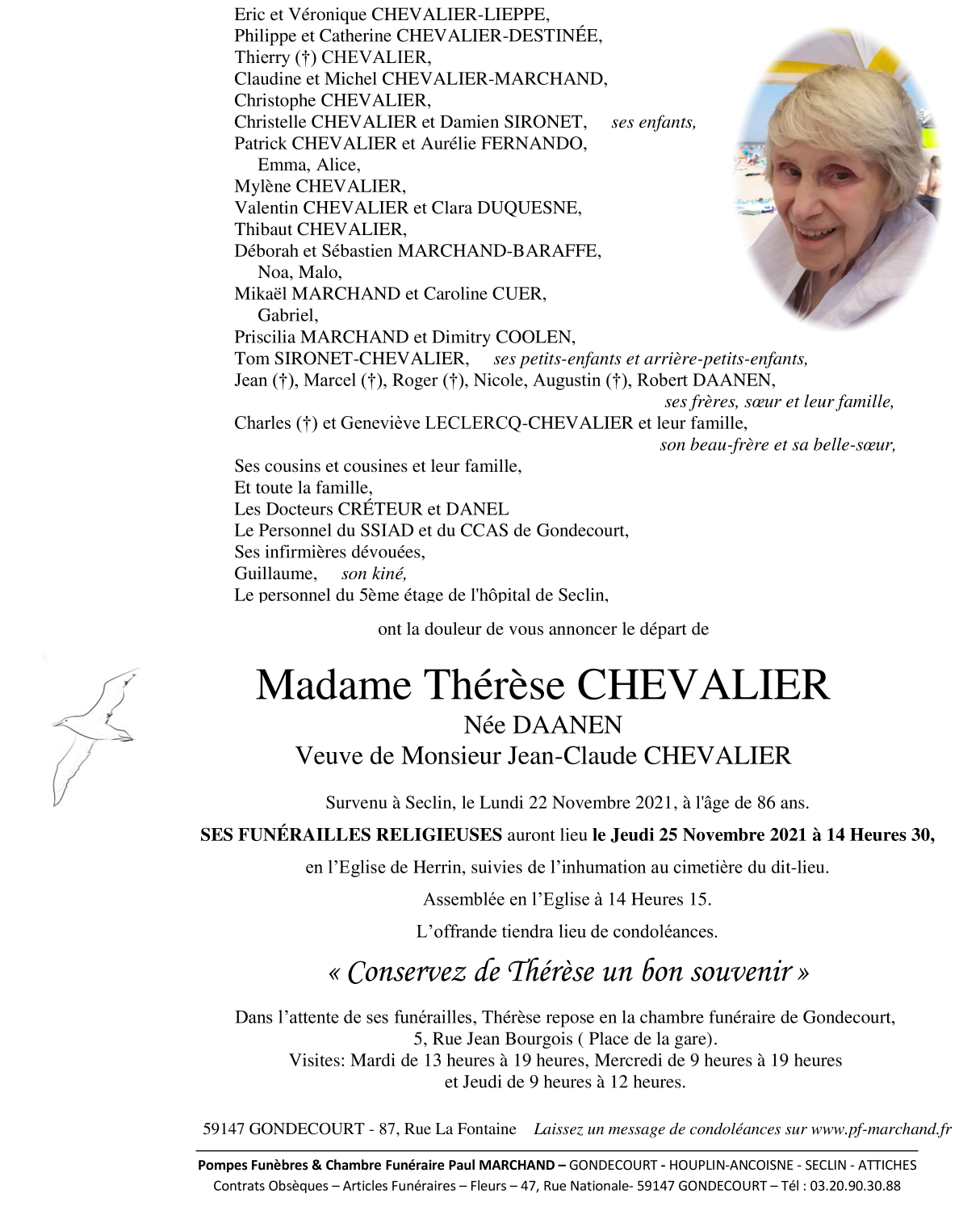 Image Annonce nécrologique de Thérèse CHEVALIER