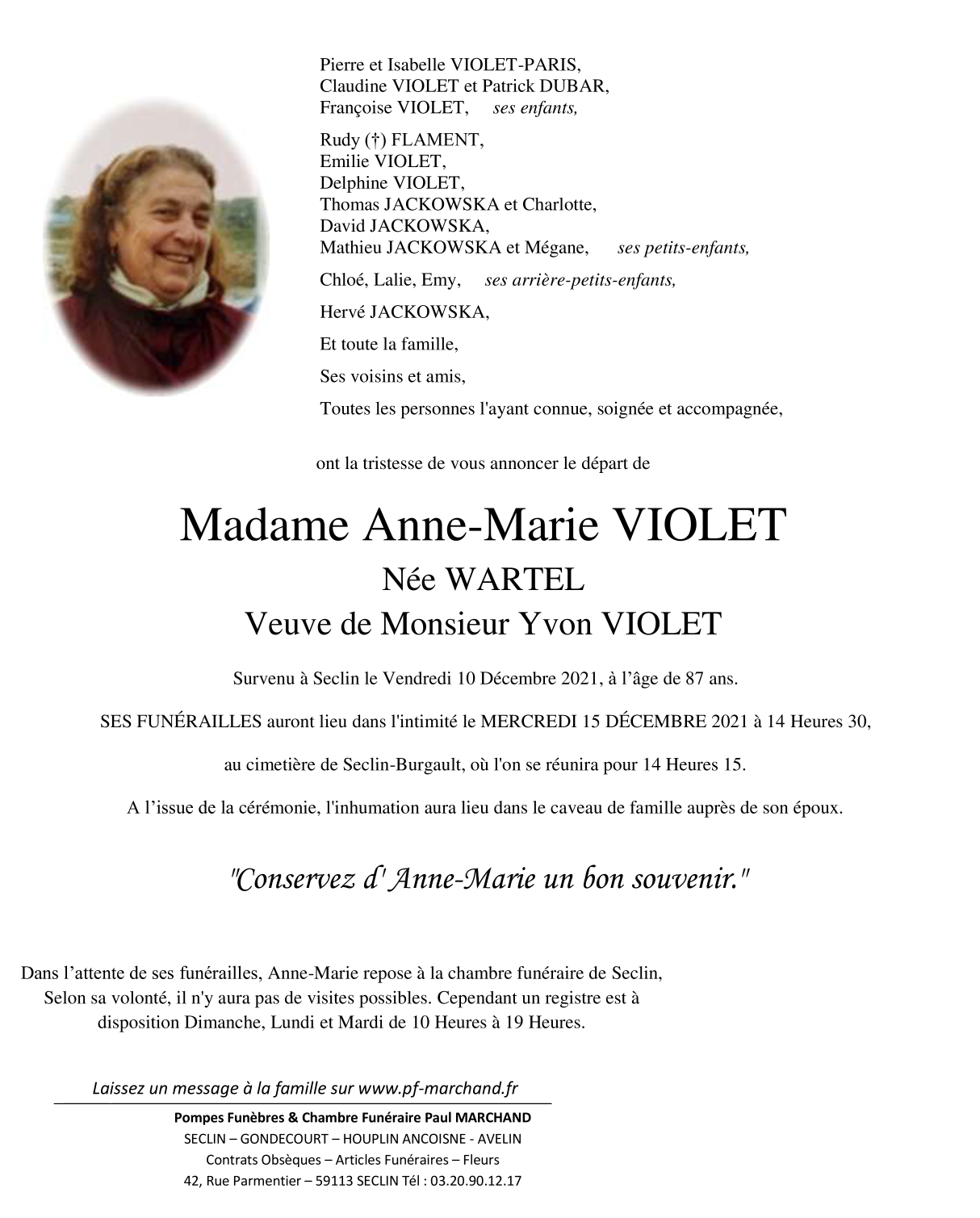 Image Pour voir le faire-part d'Anne-Marie CLIQUEZ-ICI