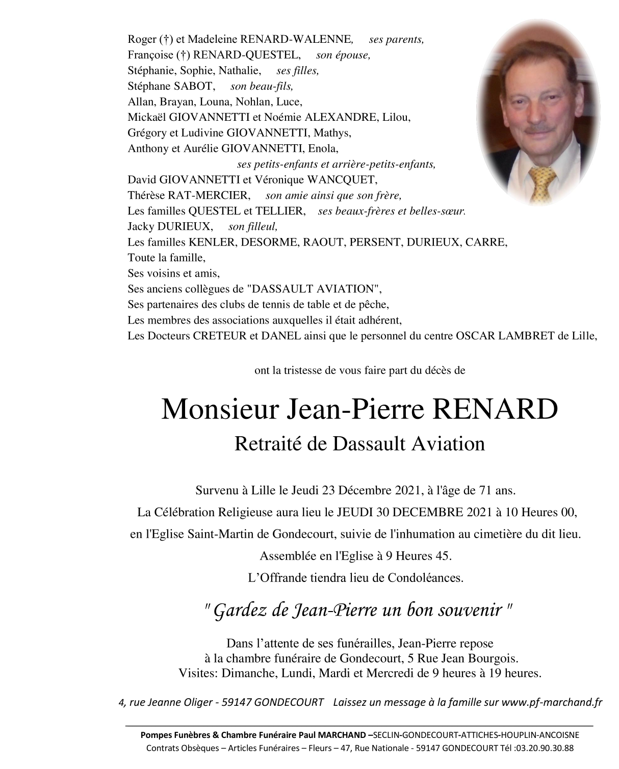 Image Annonce nécrologique de Jean-Pierre RENARD