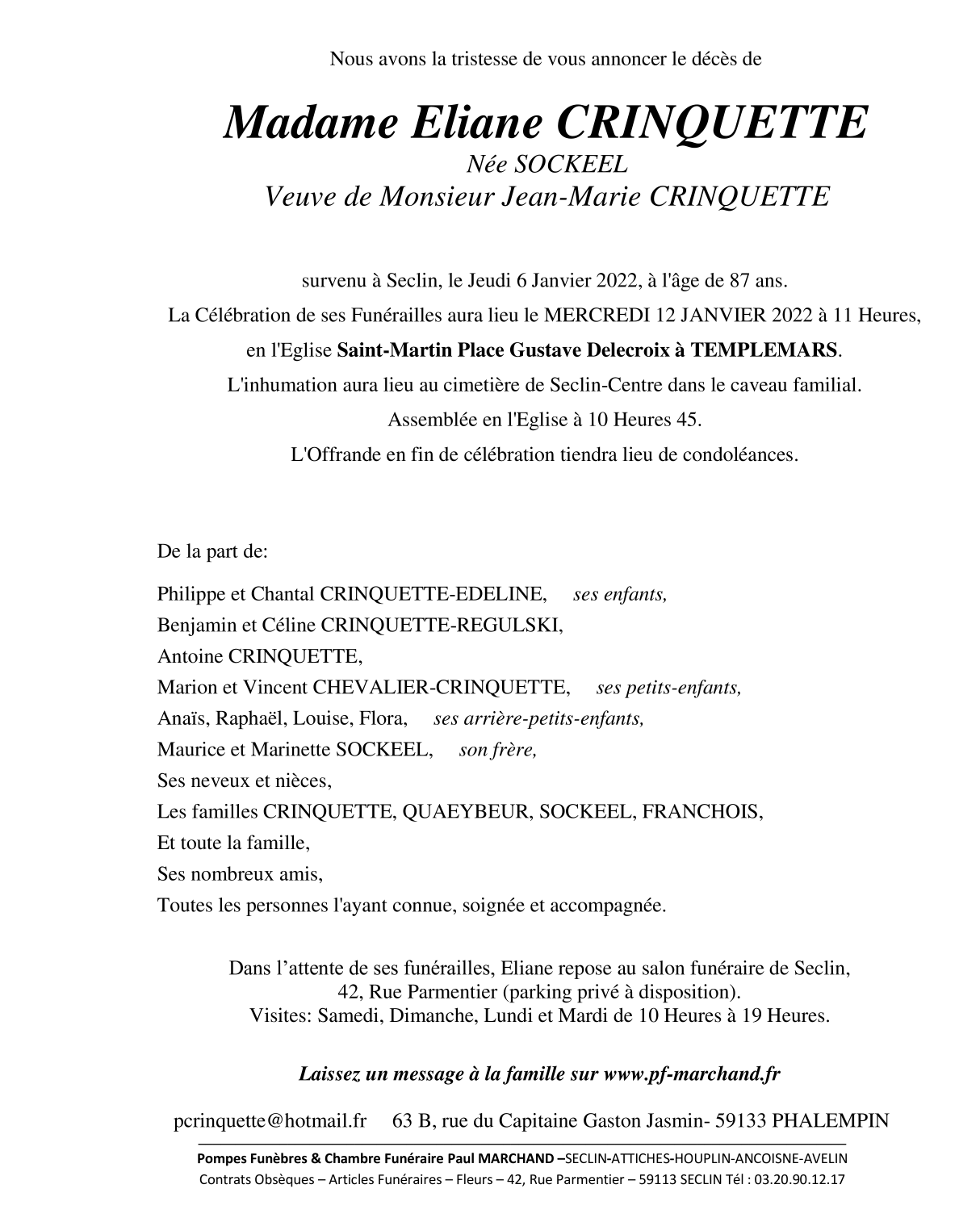 Image Pour voir le faire-part d'Eliane CLIQUEZ-ICI