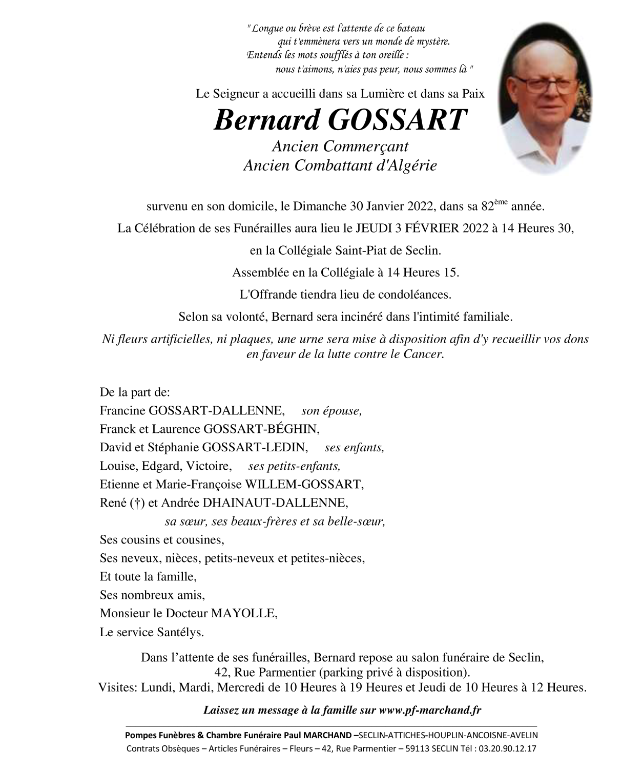 Image Pour voir le faire-part de Bernard CLIQUEZ-ICI