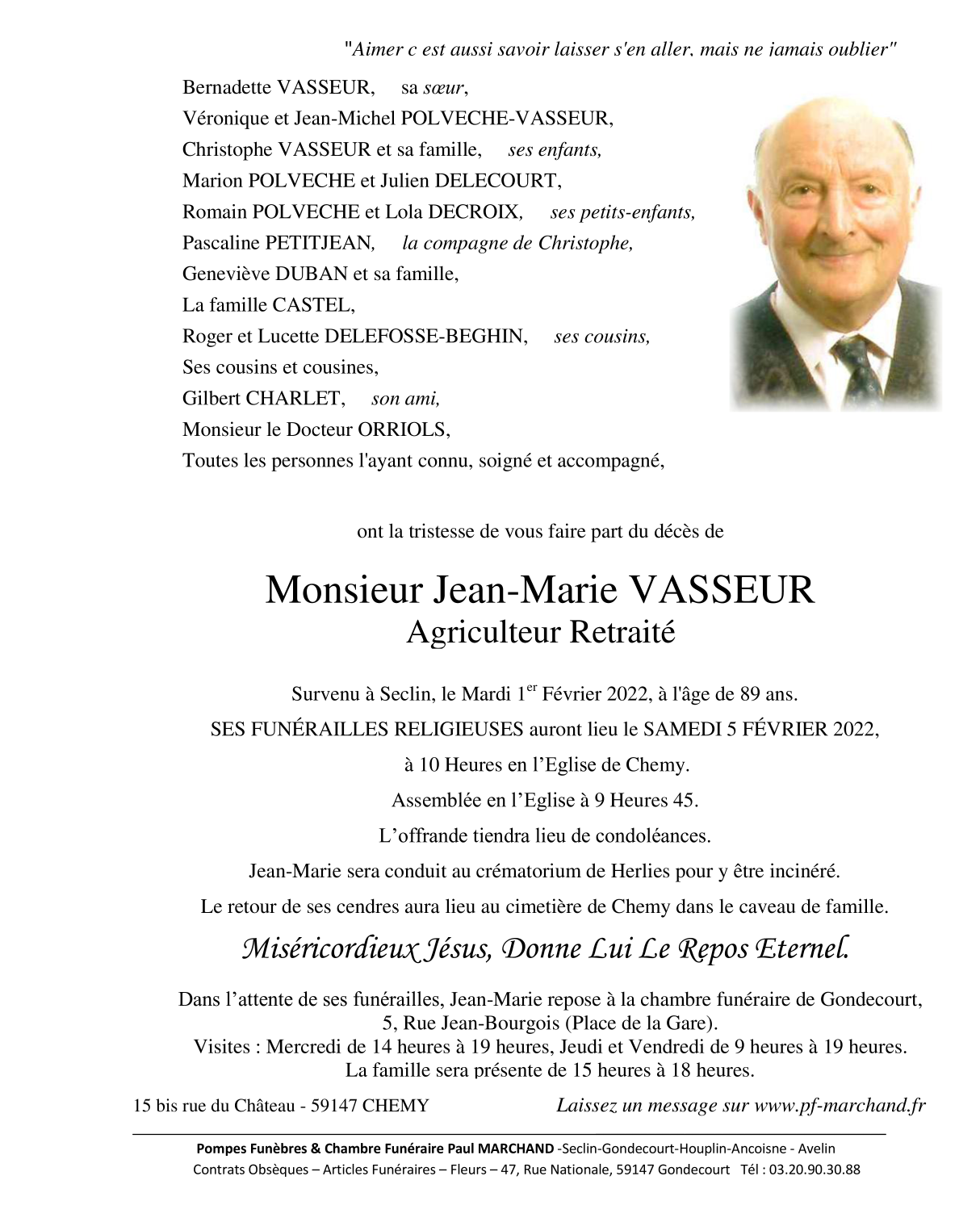 Image Annonce nécrologique de Jean-Marie VASSEUR