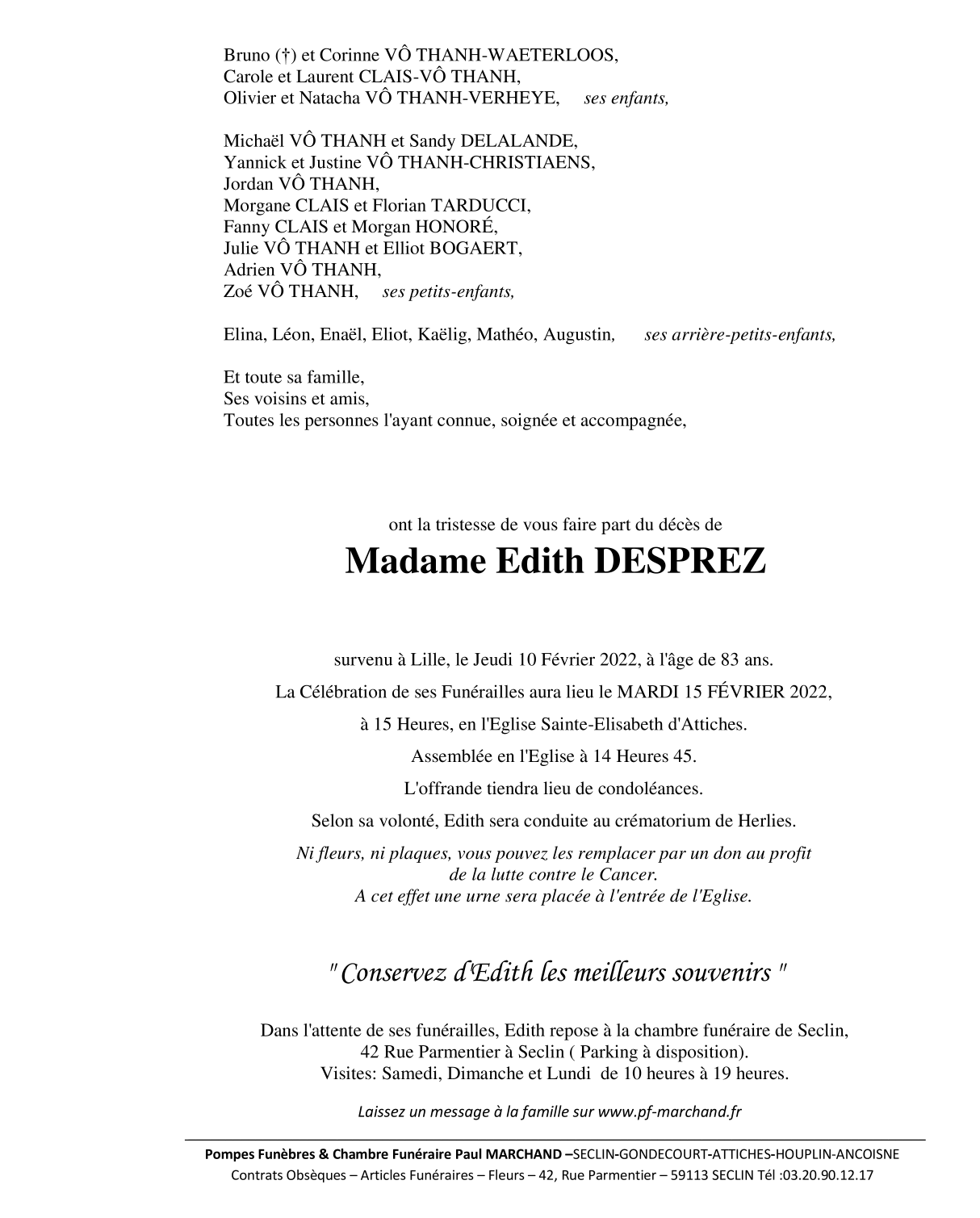 Image Pour voir le faire-part d'Edith CLIQUEZ-ICI
