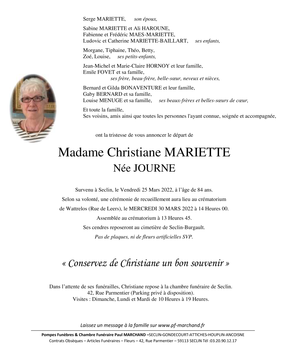 Image Pour voir le faire-part de Christiane CLIQUEZ-ICI
