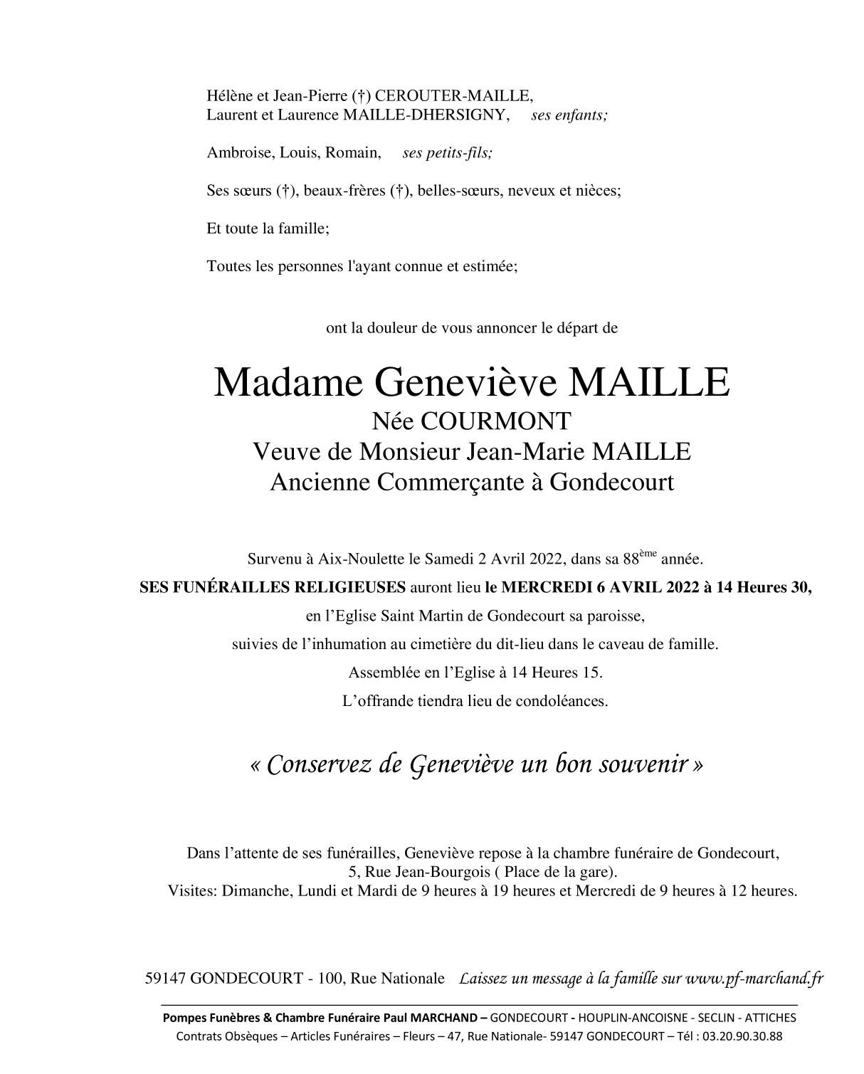 Image Pour voir le faire-part de Geneviève CLIQUEZ-ICI