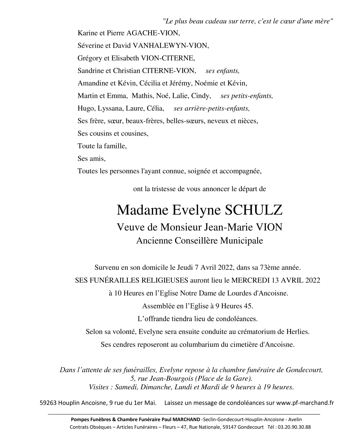 Image Annonce nécrologique de Madame Evelyne VION née SCHULZ