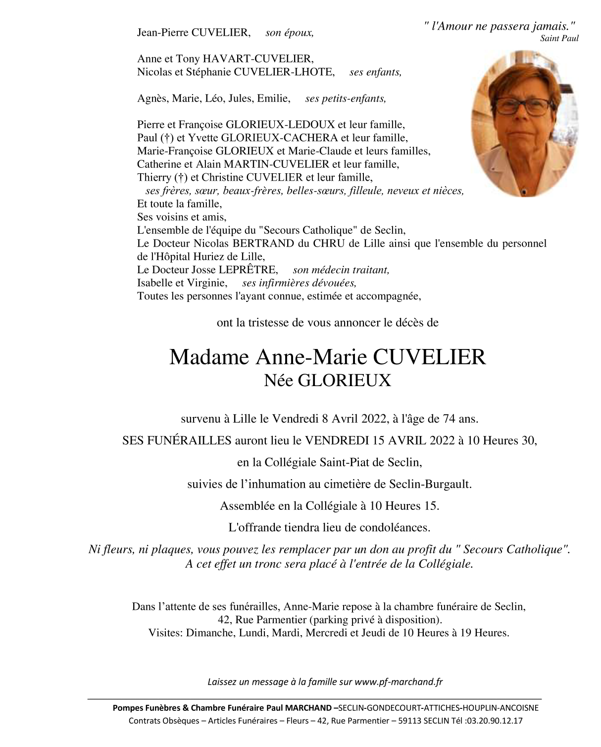 Image Pour voir le faire-part d'Anne-Marie CLIQUEZ-ICI